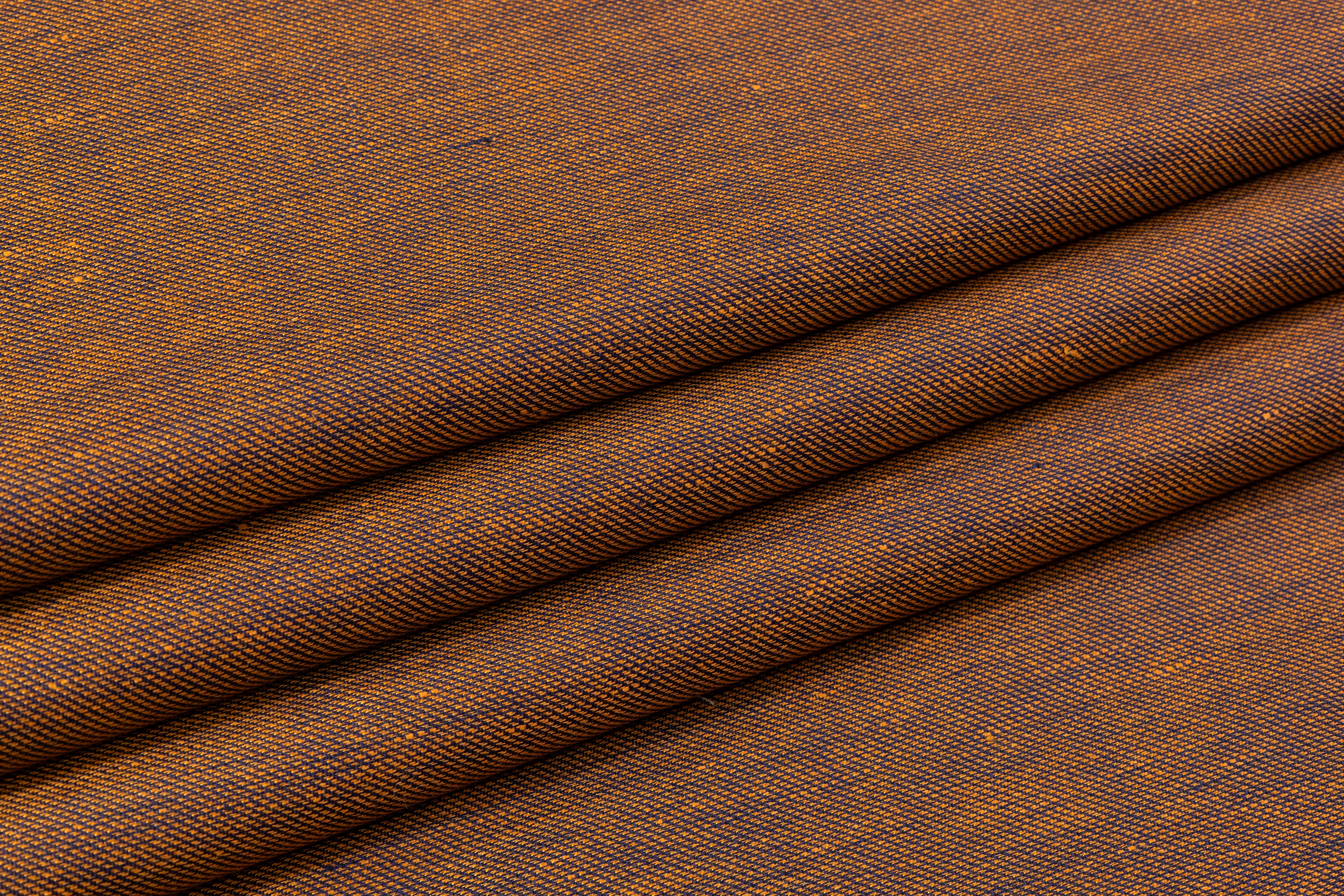 Two-Tone Italian Cashmere Linen Silk Suiting - Navy / Bronze