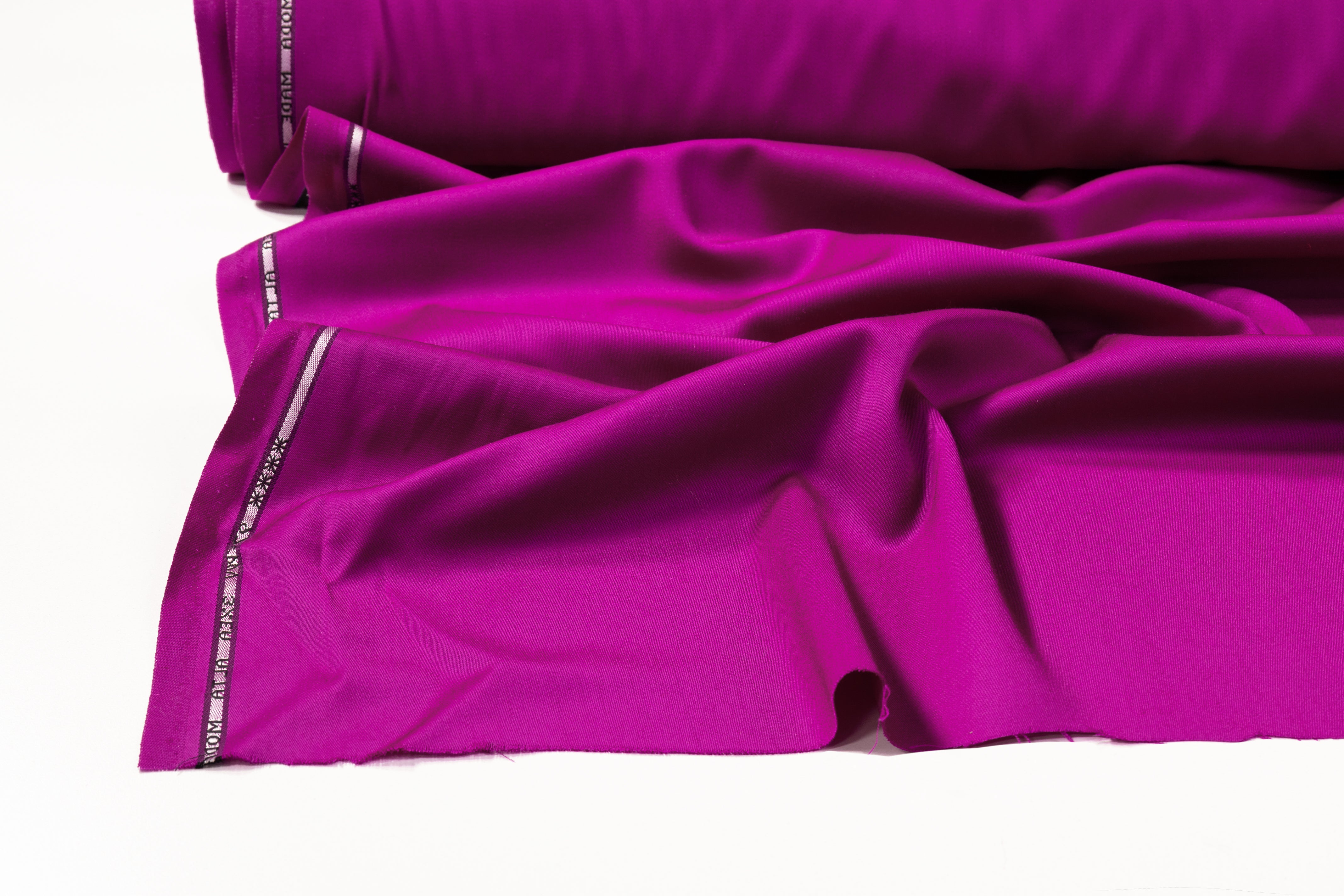 Italian Satin Faille Stretch Wool - Dark Fuchsia