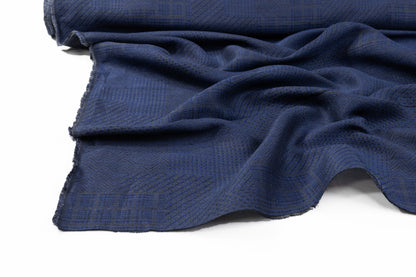 Double Faced Italian Linen Jacquard - Blue
