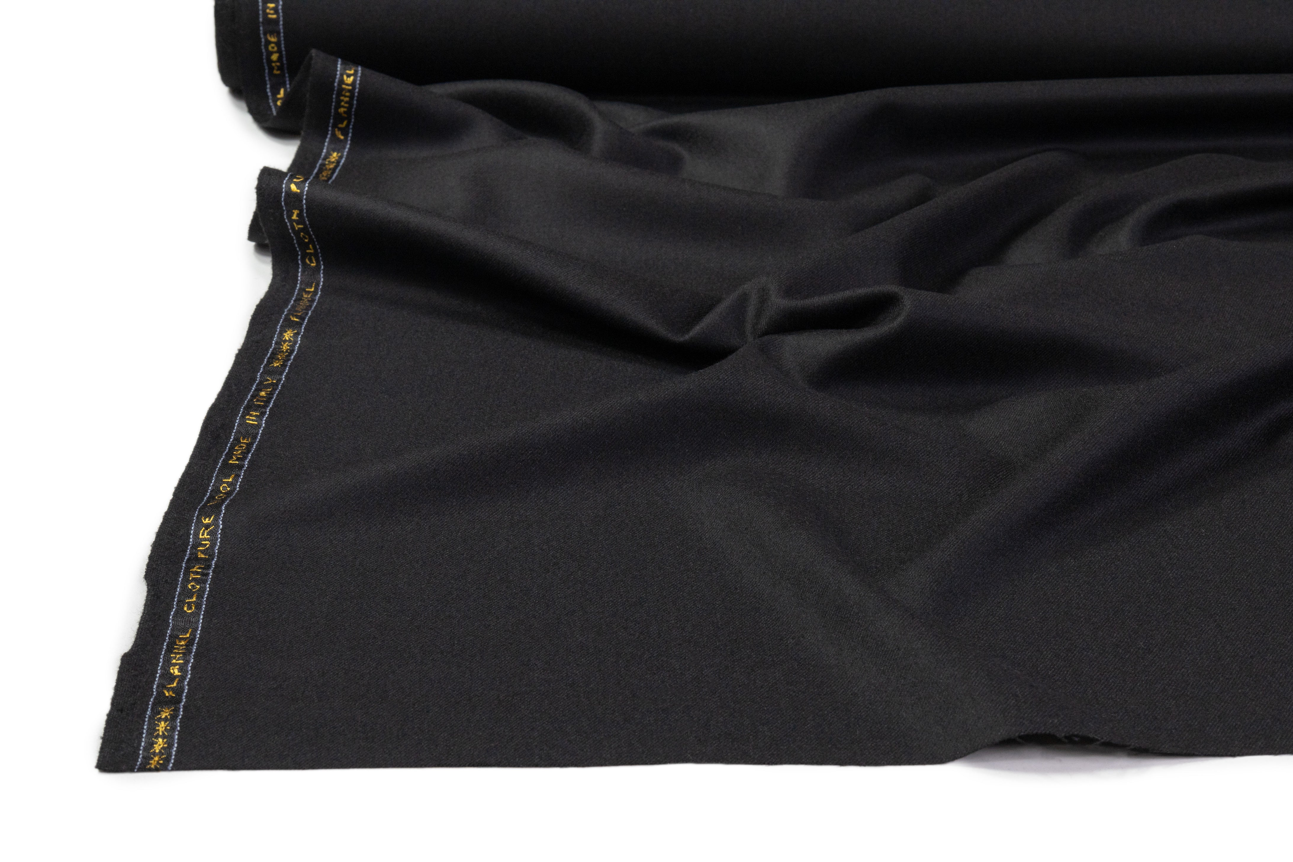 Italian Wool Flannel Suiting - Black