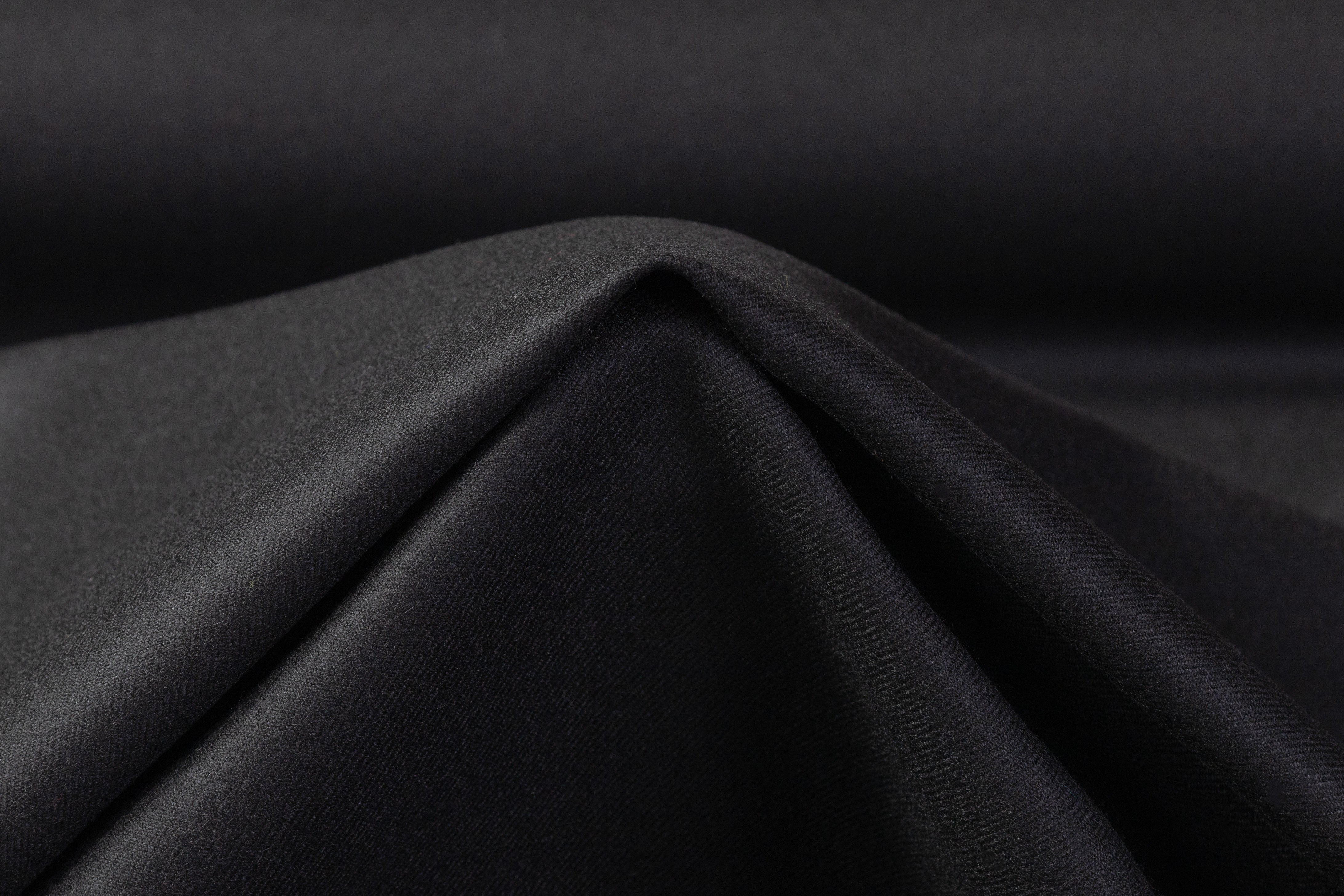 Italian Wool Flannel Suiting - Black