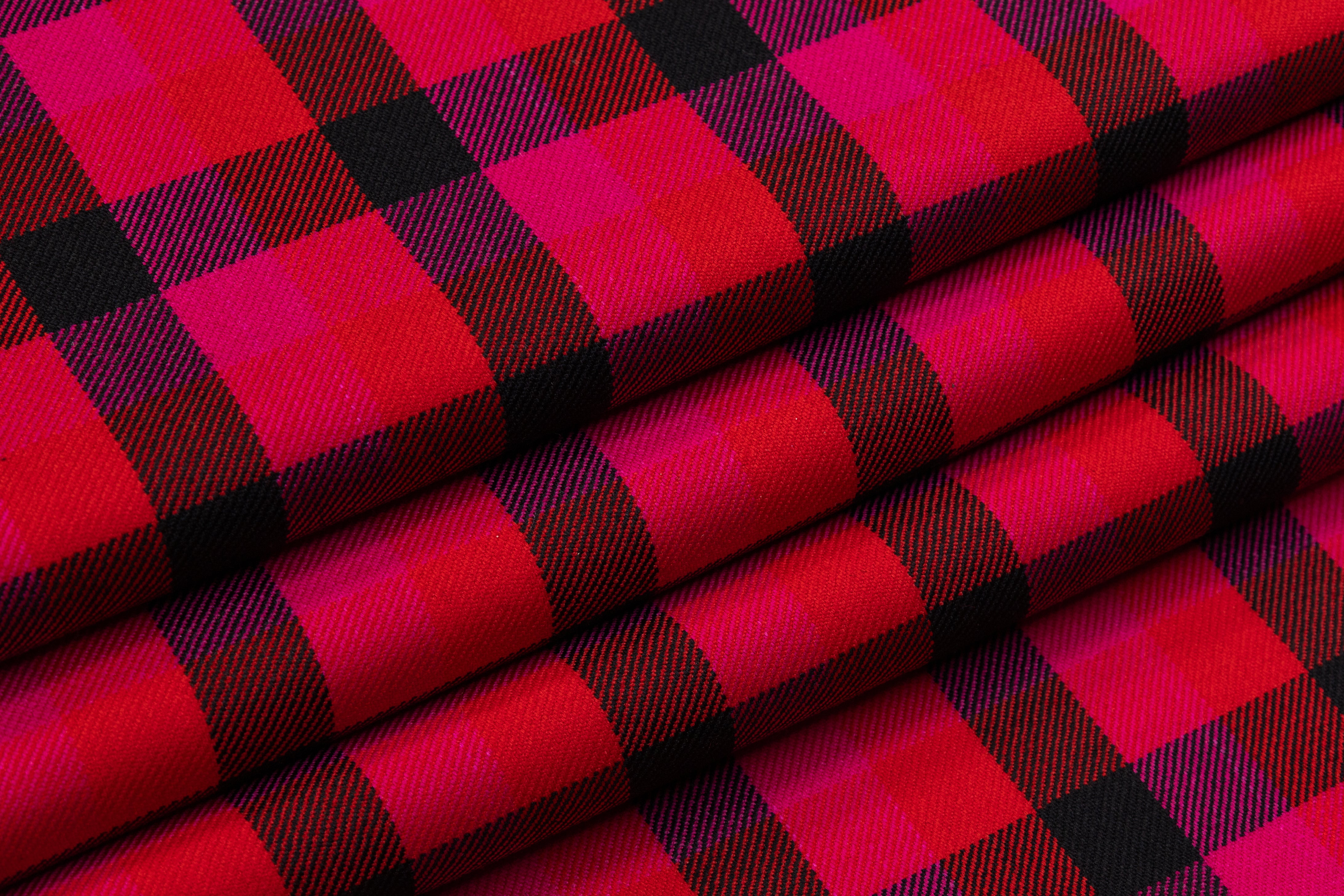 Tartan Italian Wool Suiting - Magenta