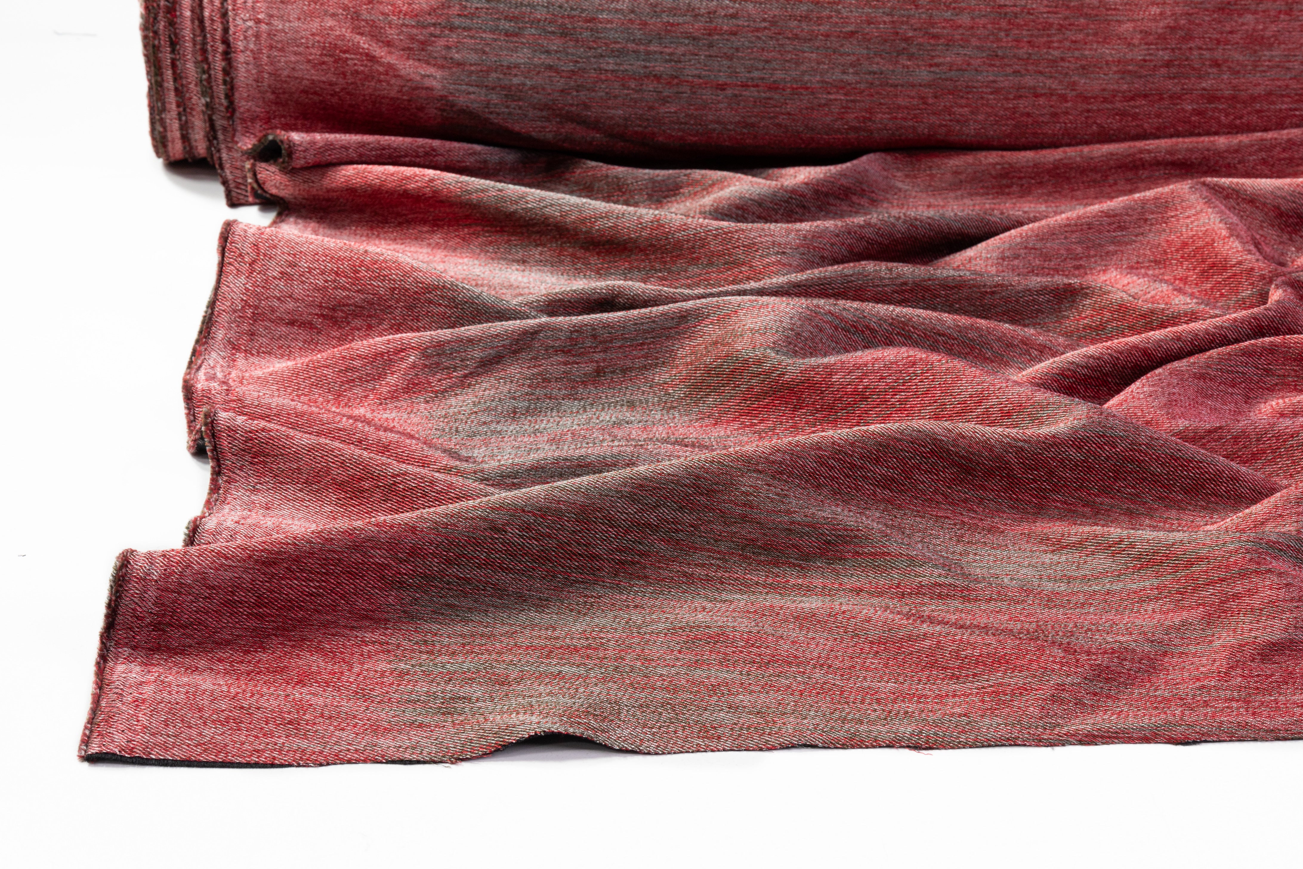 Two-Tone Italian Silk Blend Satin Back Twill - Red / Green