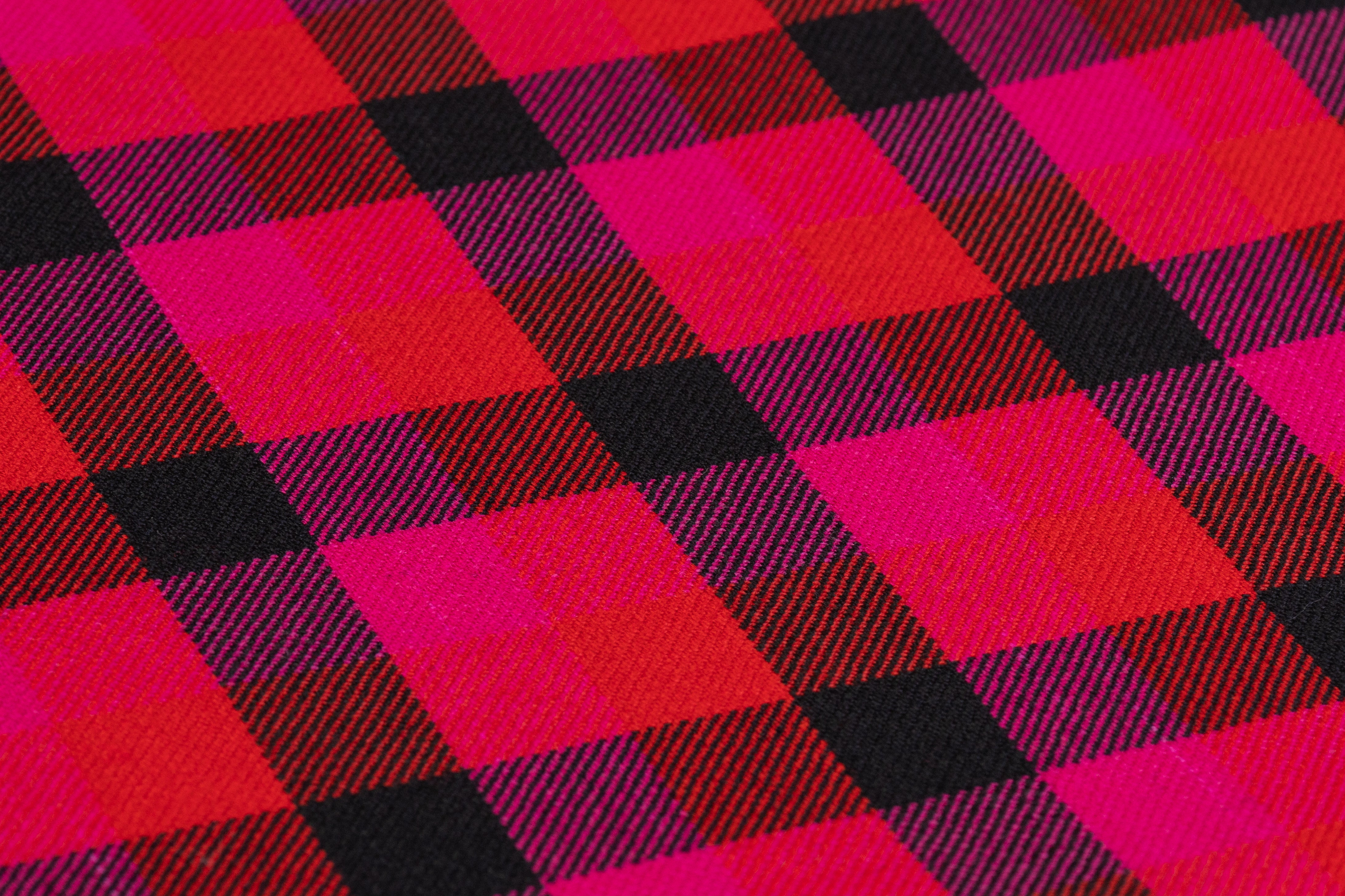 Tartan Italian Wool Suiting - Magenta