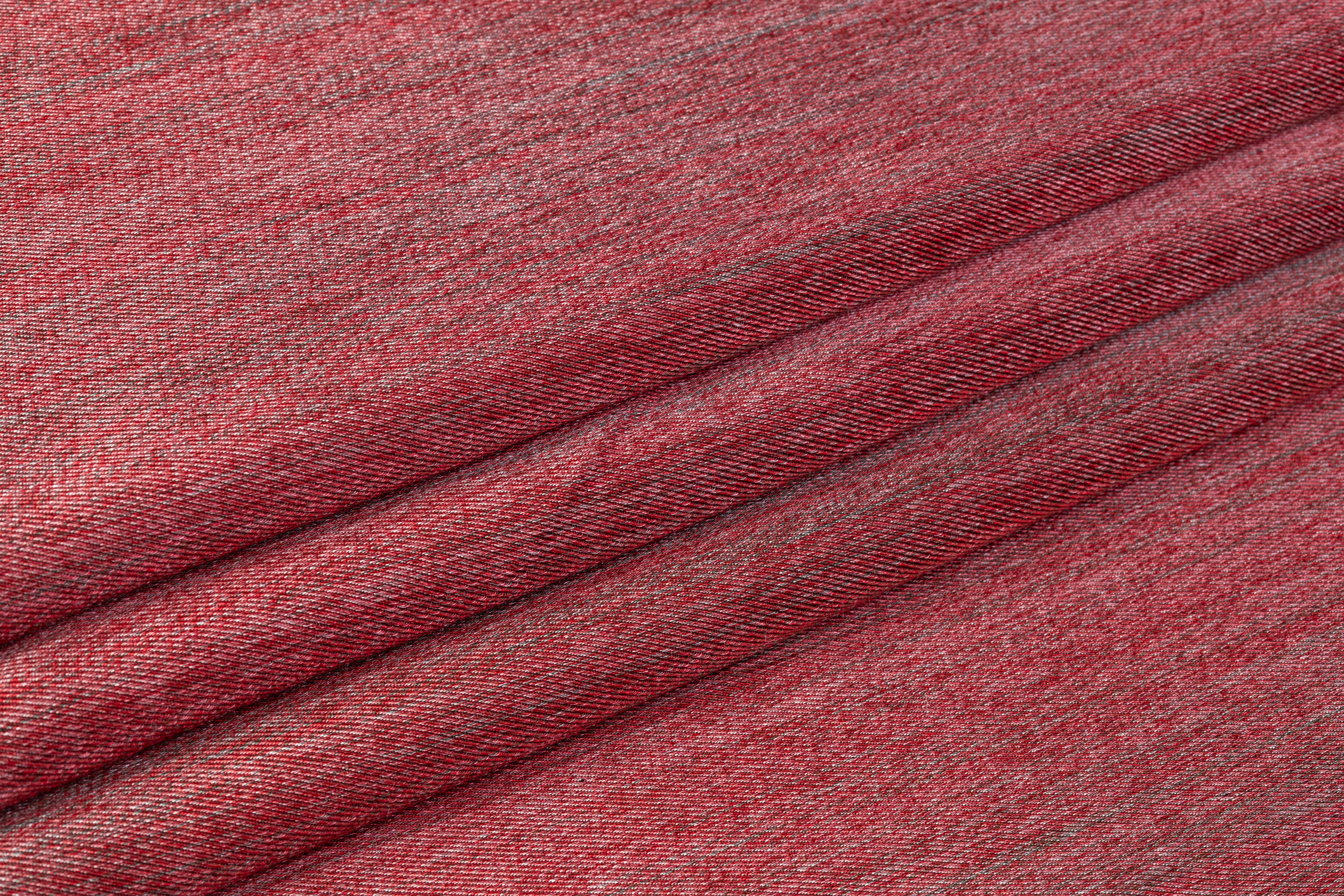 Two-Tone Italian Silk Blend Satin Back Twill - Red / Green