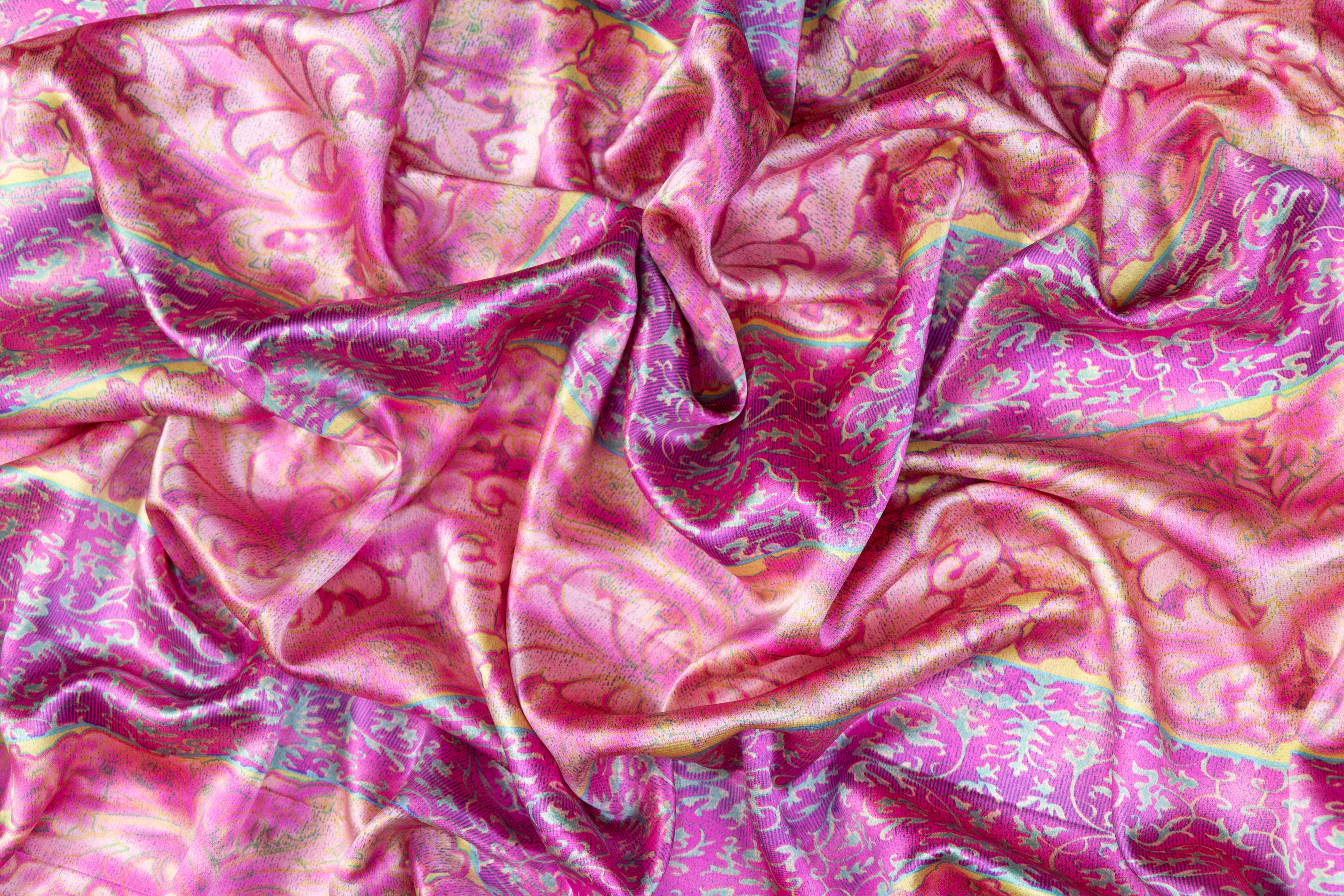 Printed Italian Silk Charmeuse - Pink