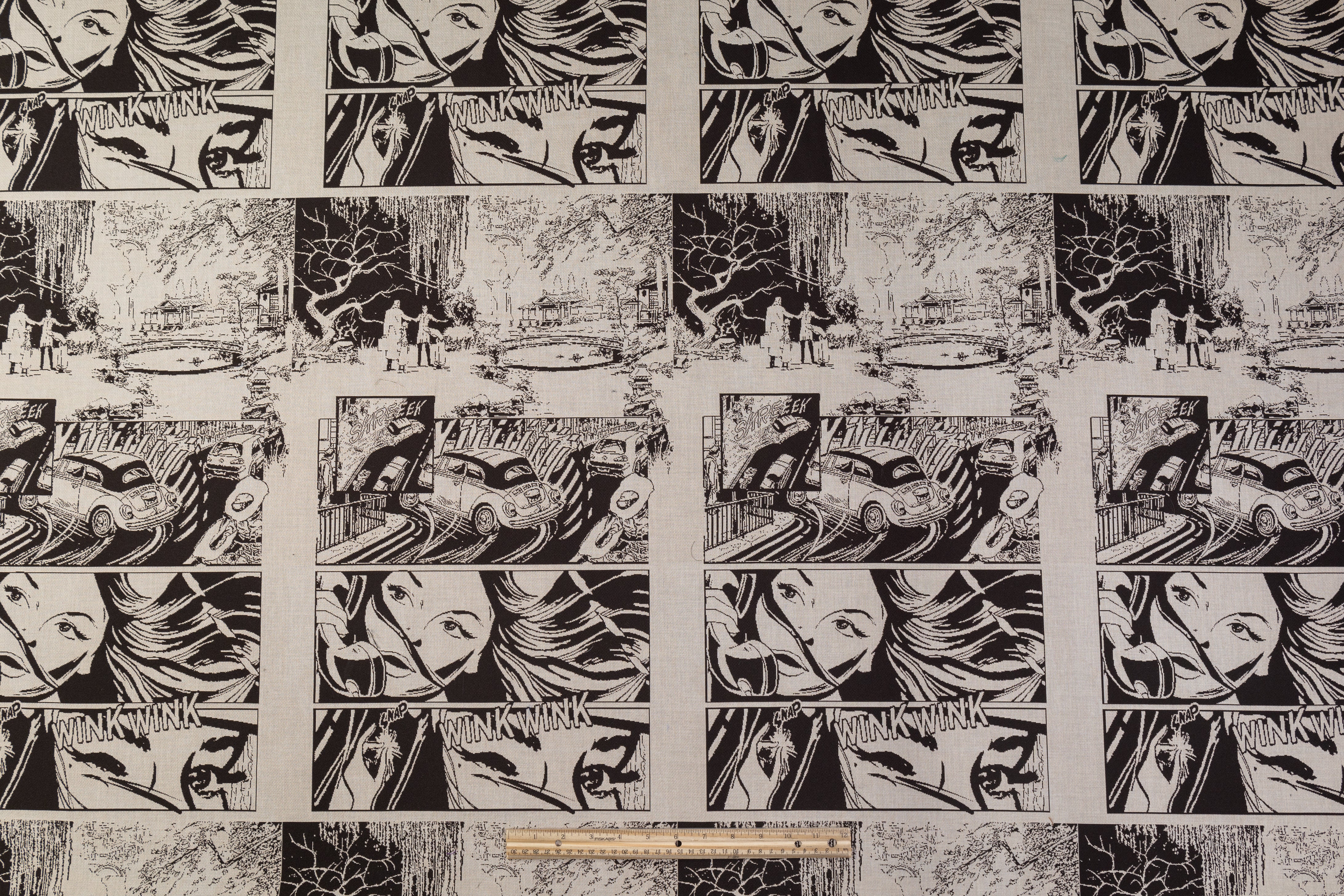 Pop Art Poly Cotton Italian Jacquard - Beige / Brown