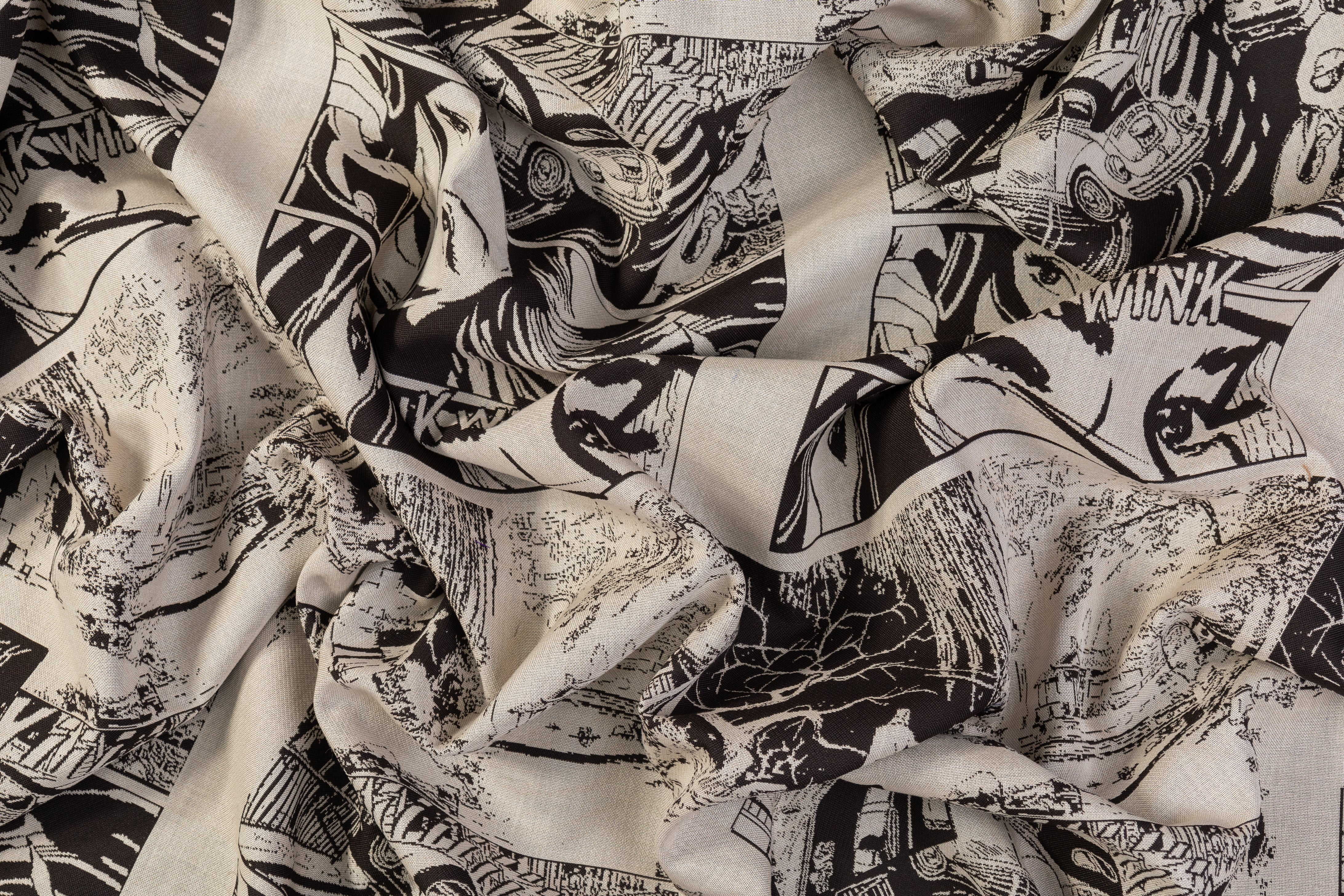 Pop Art Poly Cotton Italian Jacquard - Beige / Brown