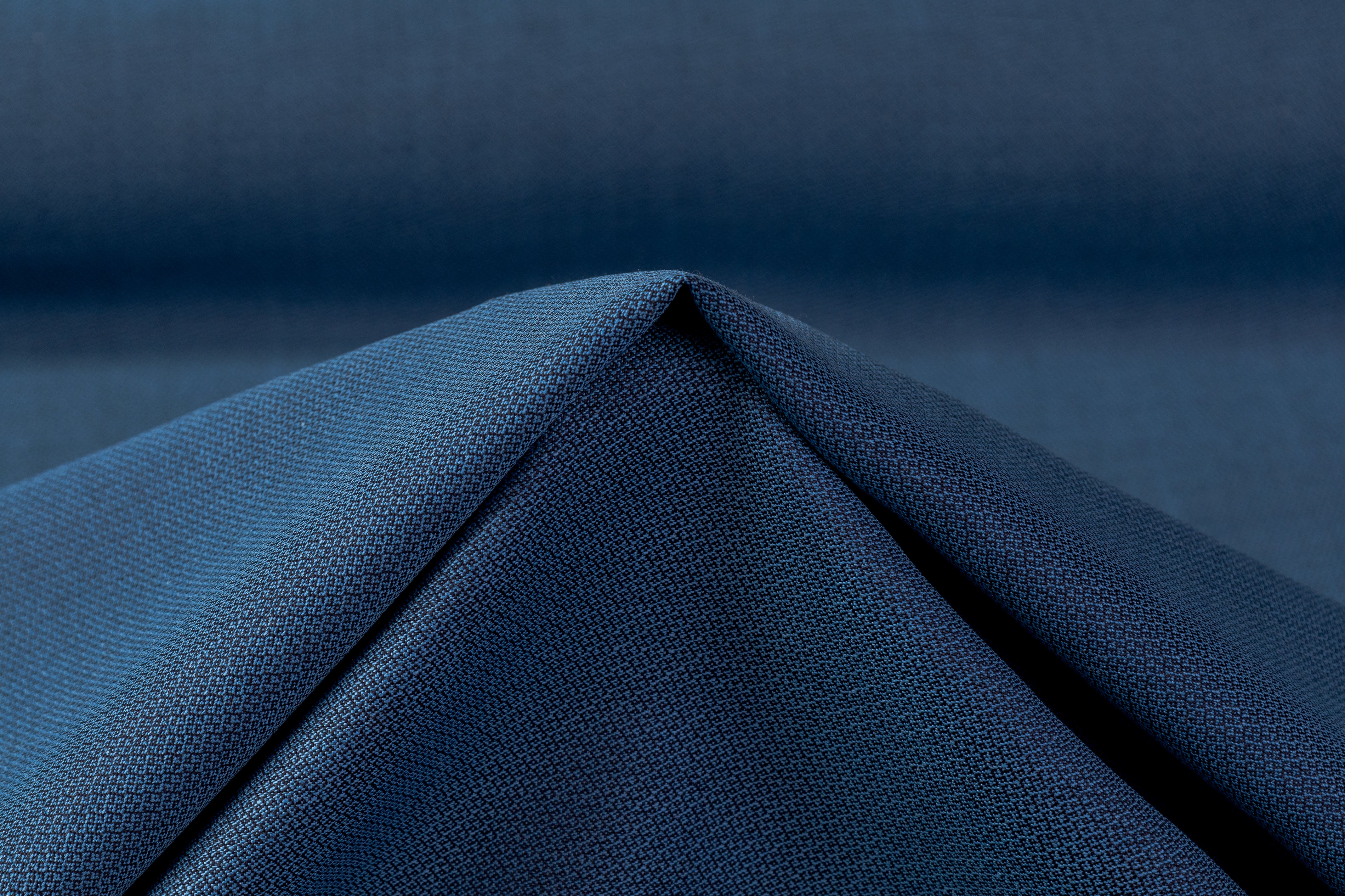 Guabello - Italian Micro Pattern Wool Suiting - Blue