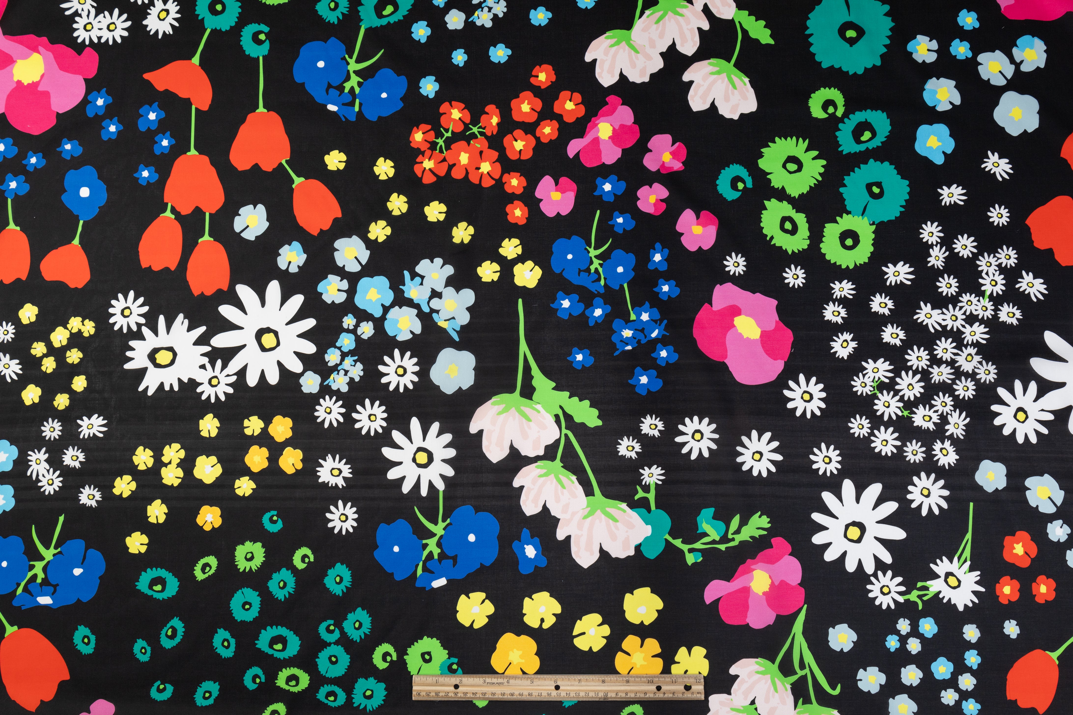 Floral Italian Cotton Lawn - Black / Multicolor