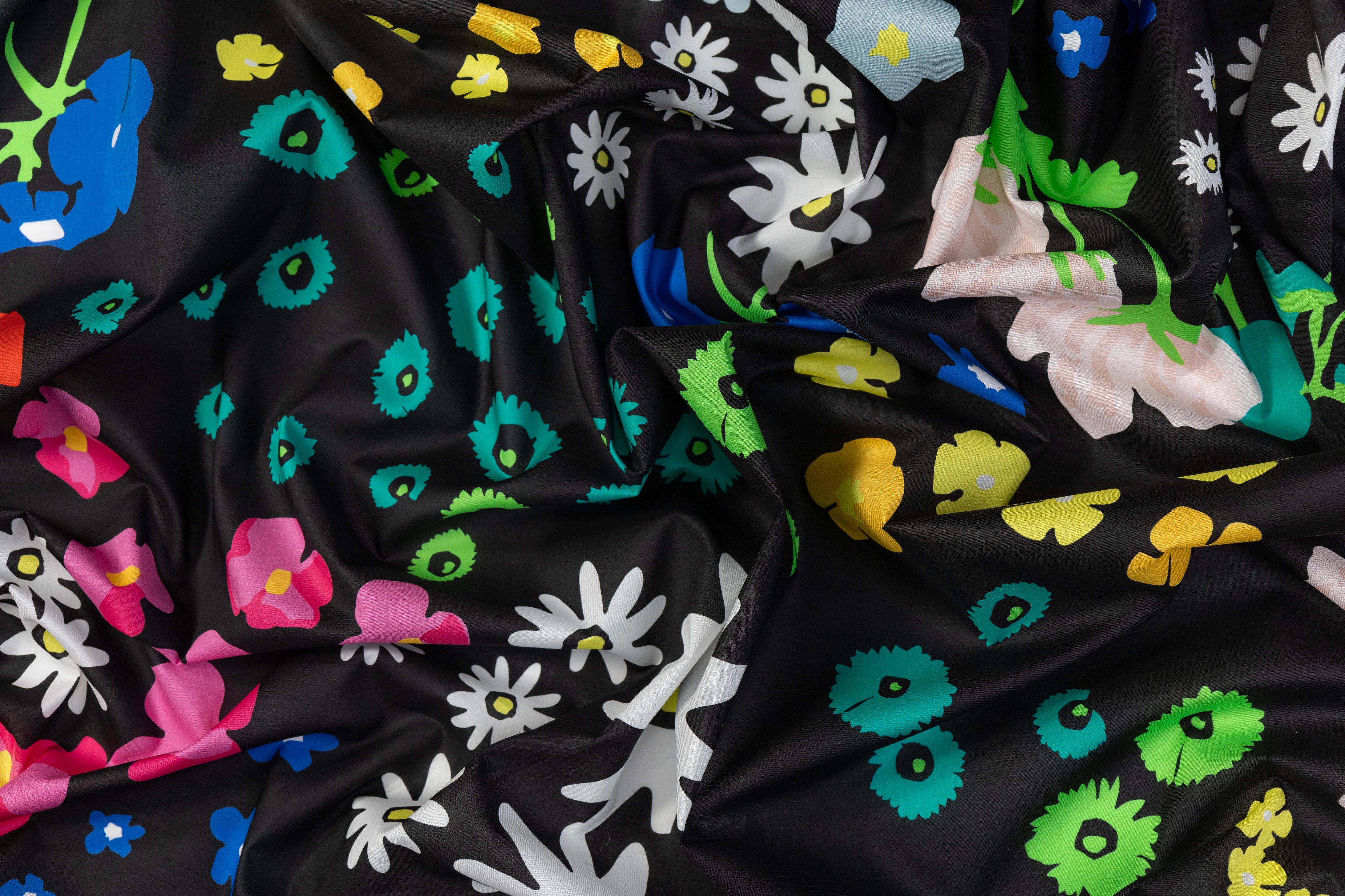 Floral Italian Cotton Lawn - Black / Multicolor