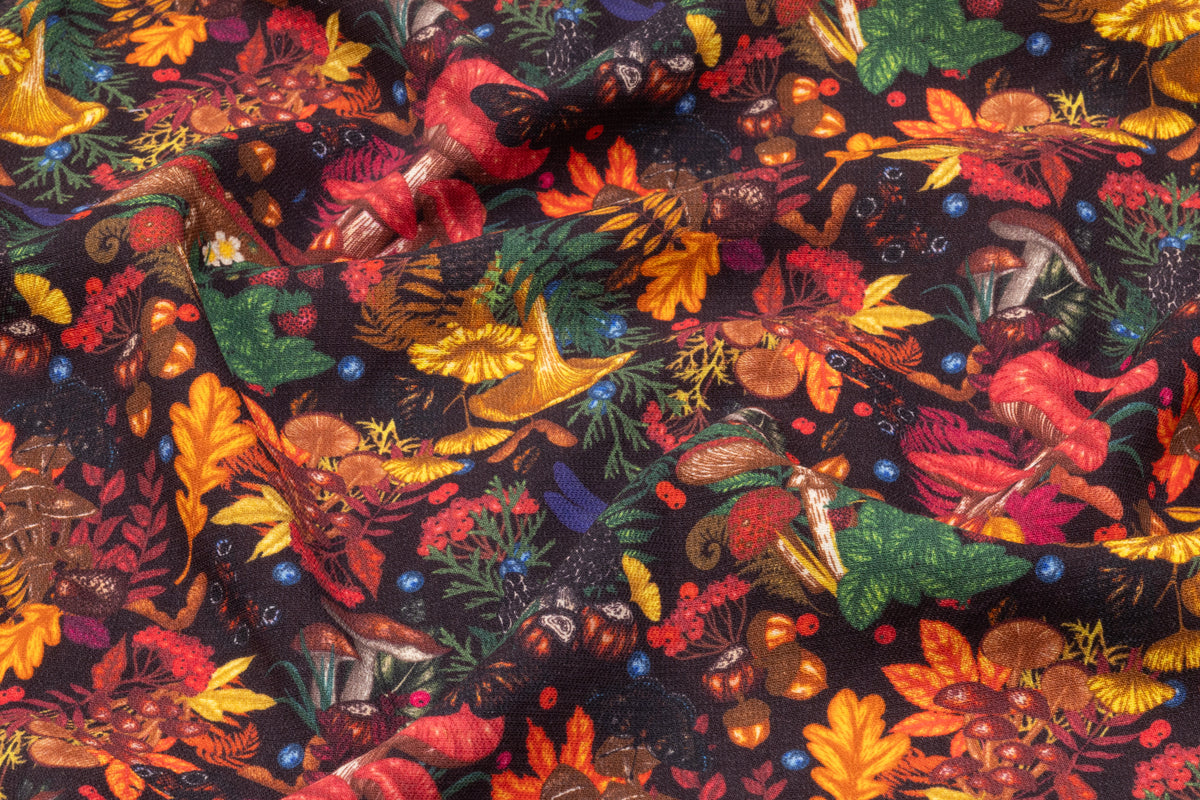 Mushroom Garden Printed Italian Wool - Multicolor