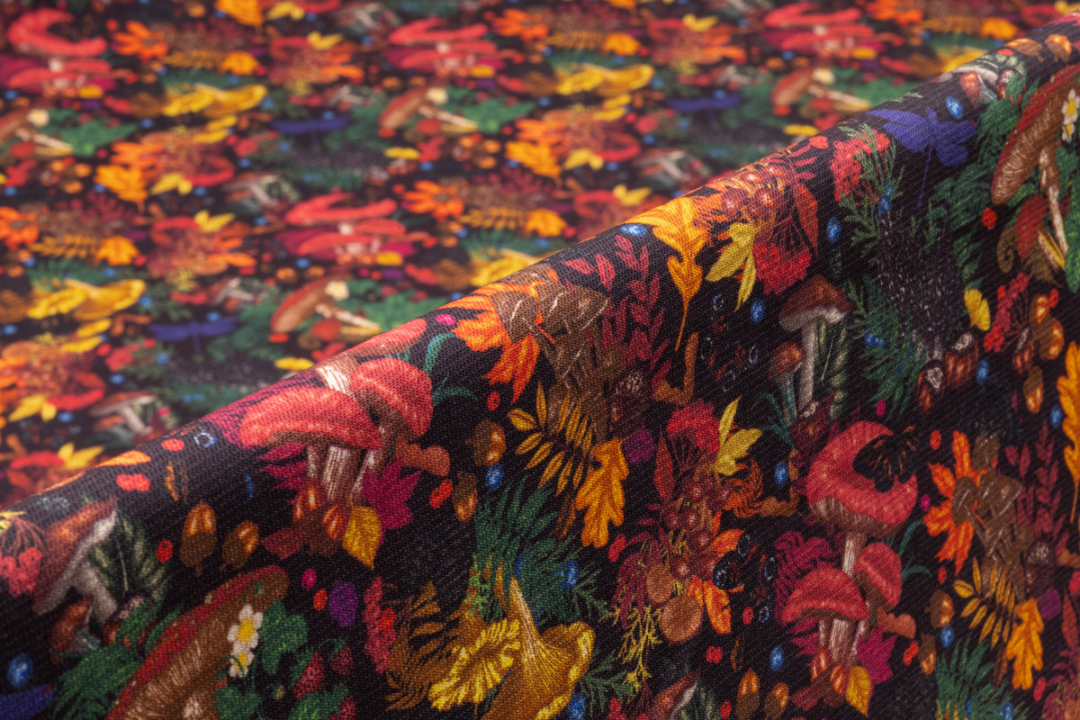 Mushroom Garden Printed Italian Wool - Multicolor