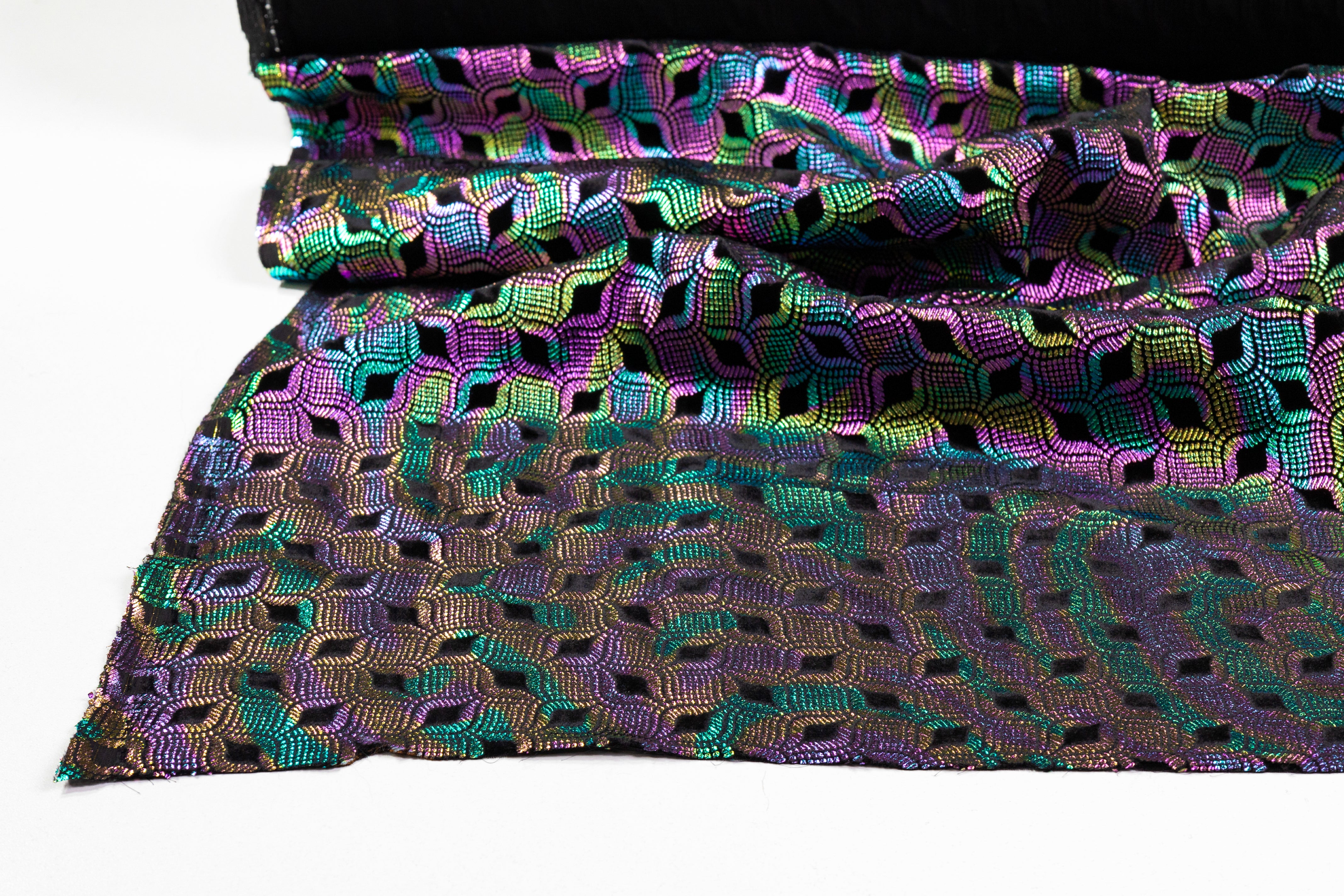 Iridescent Laminated Italian Silk Viscose Velvet - Multicolor
