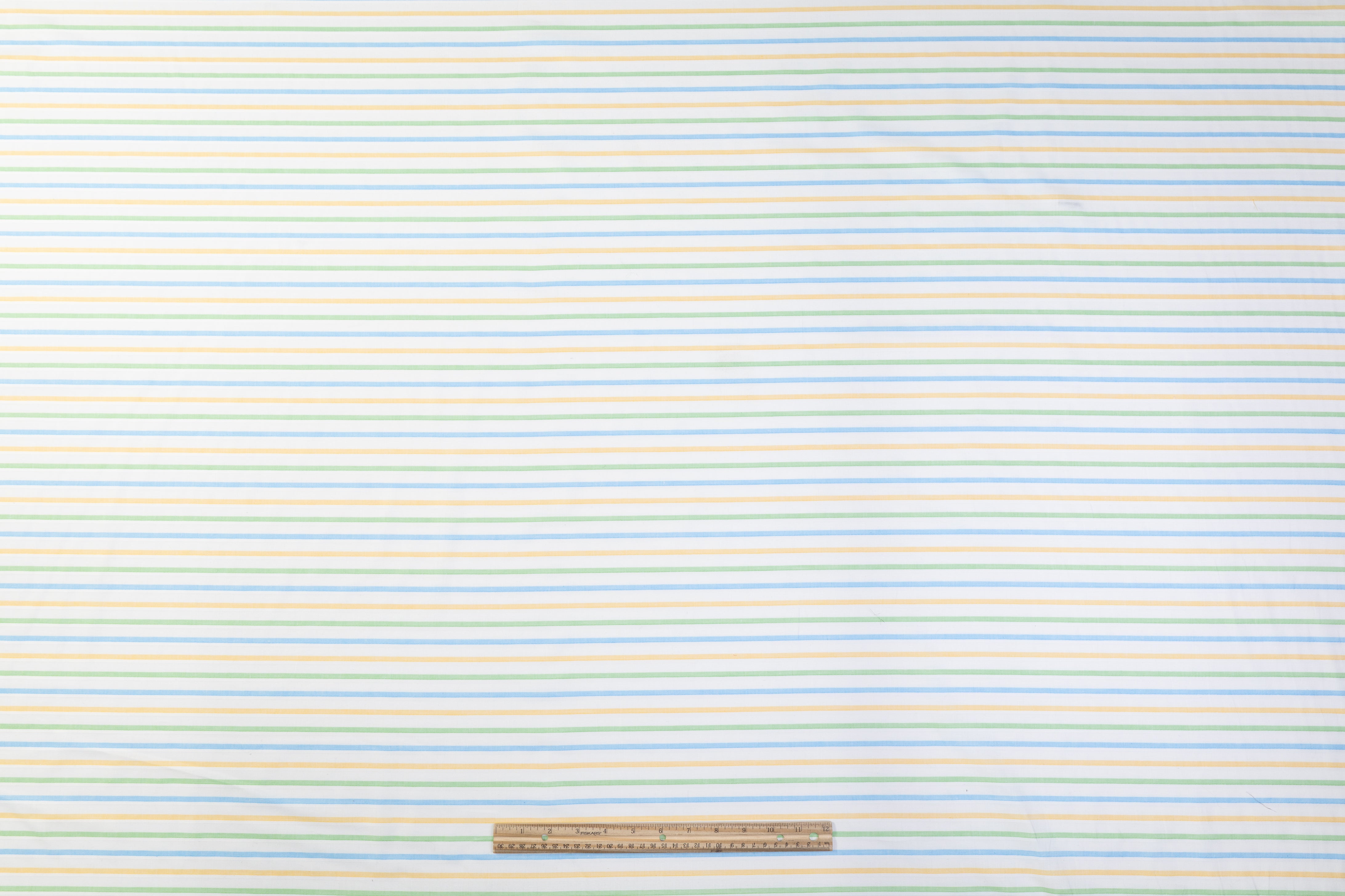 Striped Italian Cotton Linen Blend - Blue / Green / Yellow