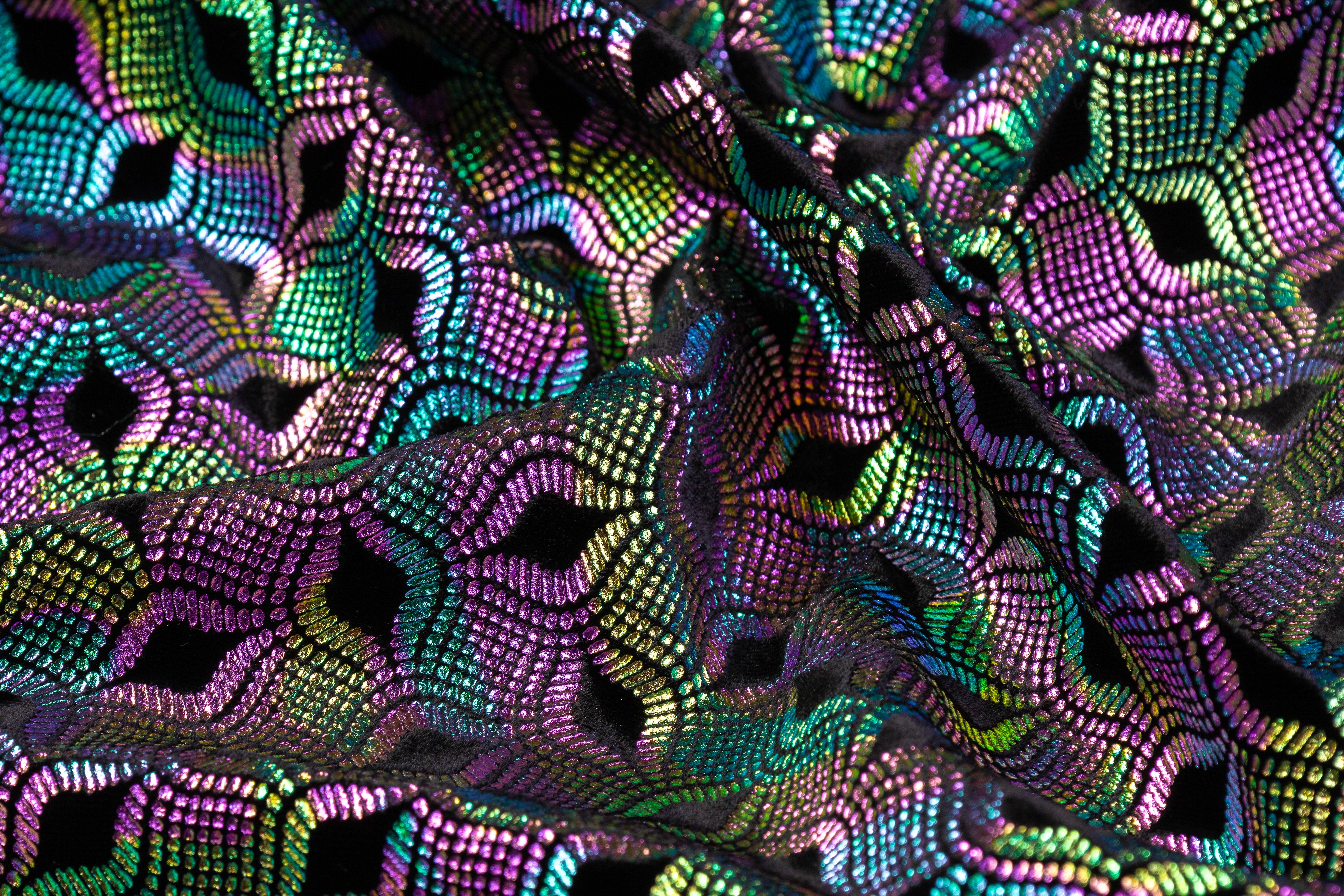 Iridescent Laminated Italian Silk Viscose Velvet - Multicolor