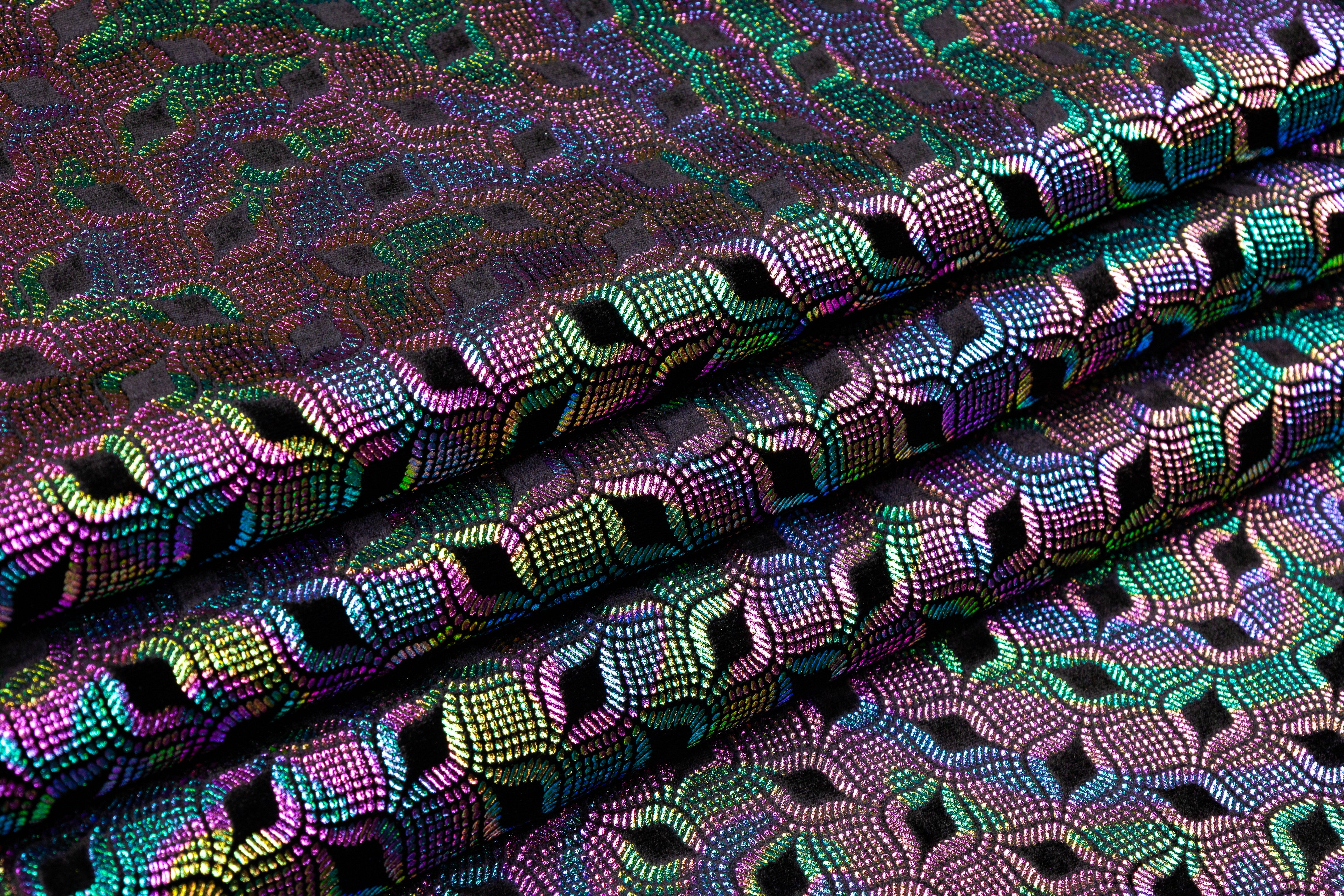 Iridescent Laminated Italian Silk Viscose Velvet - Multicolor
