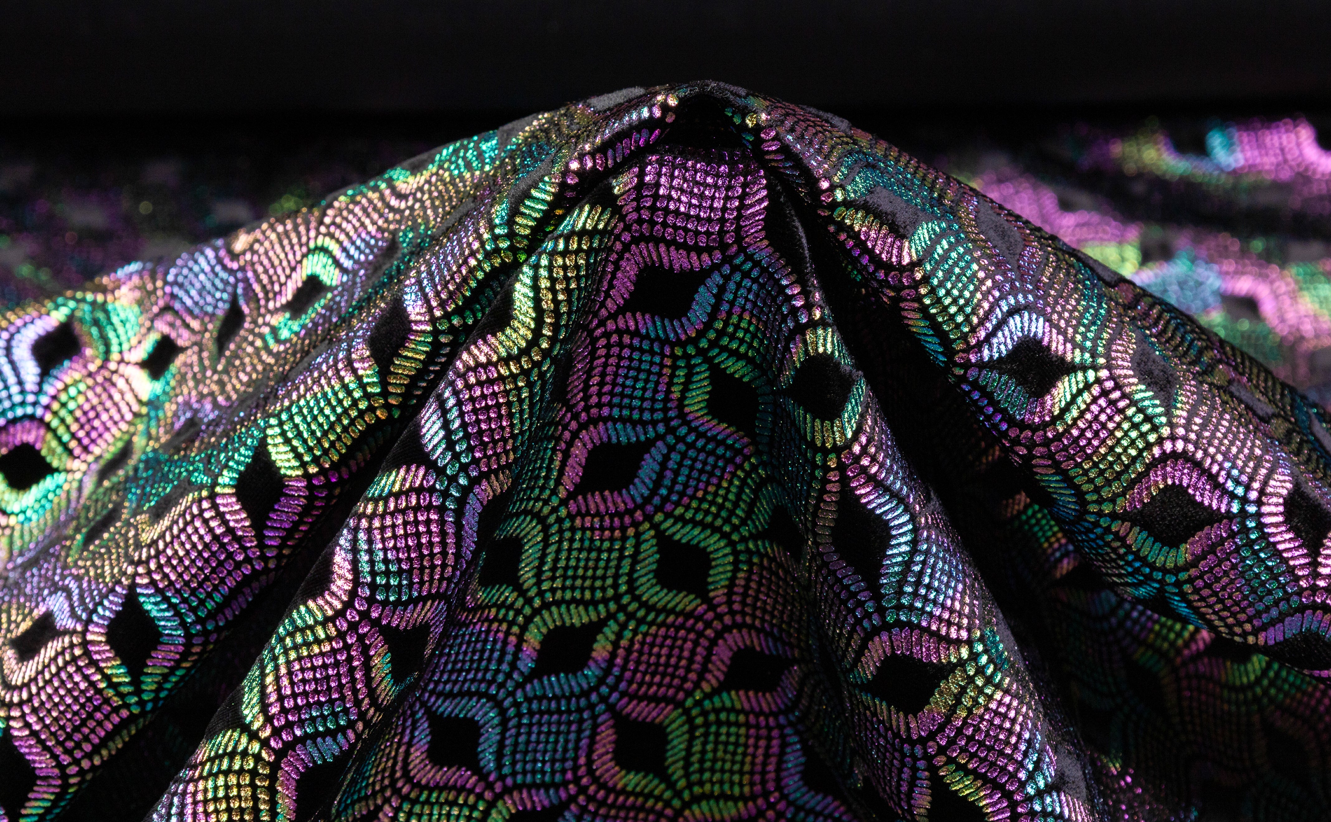 Iridescent Laminated Italian Silk Viscose Velvet - Multicolor