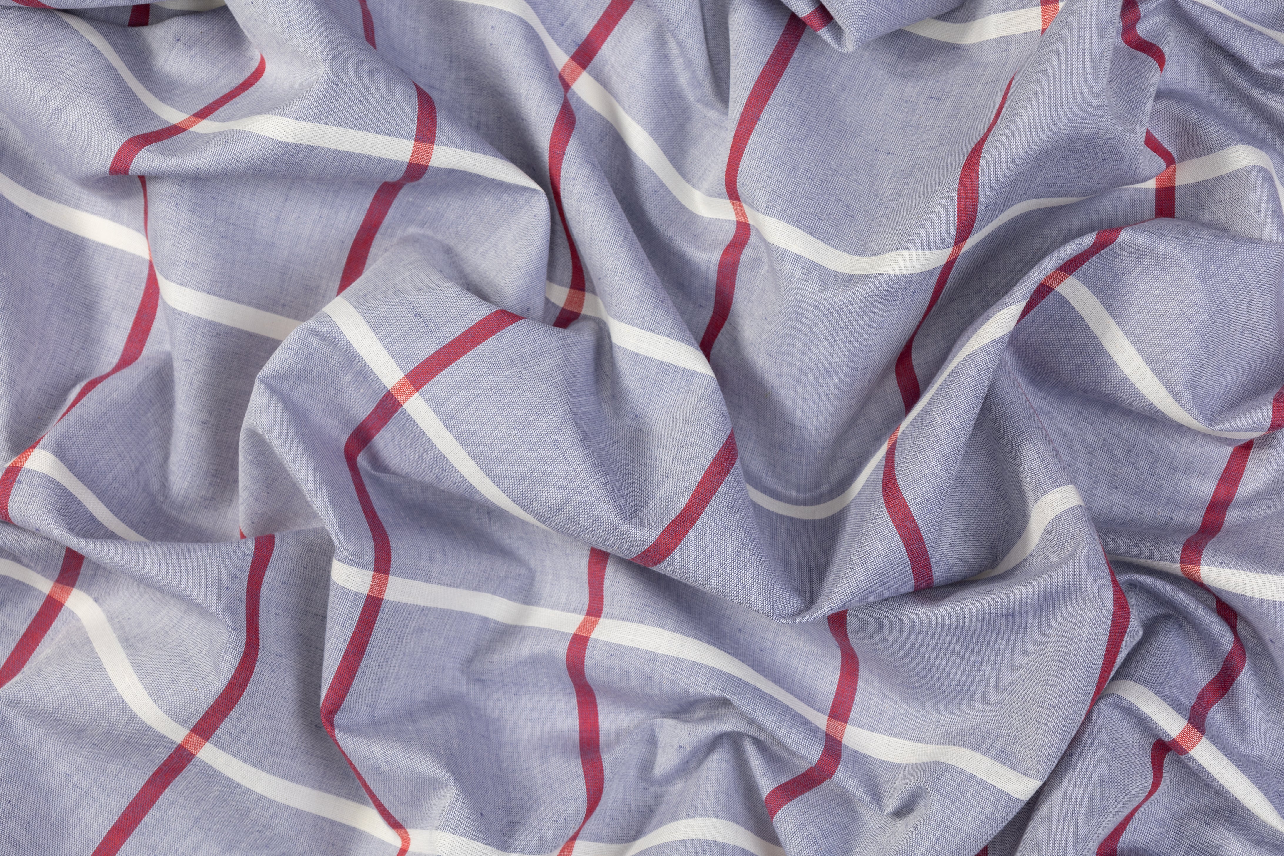 Windowpane Italian Linen - Cool Gray / Red / White