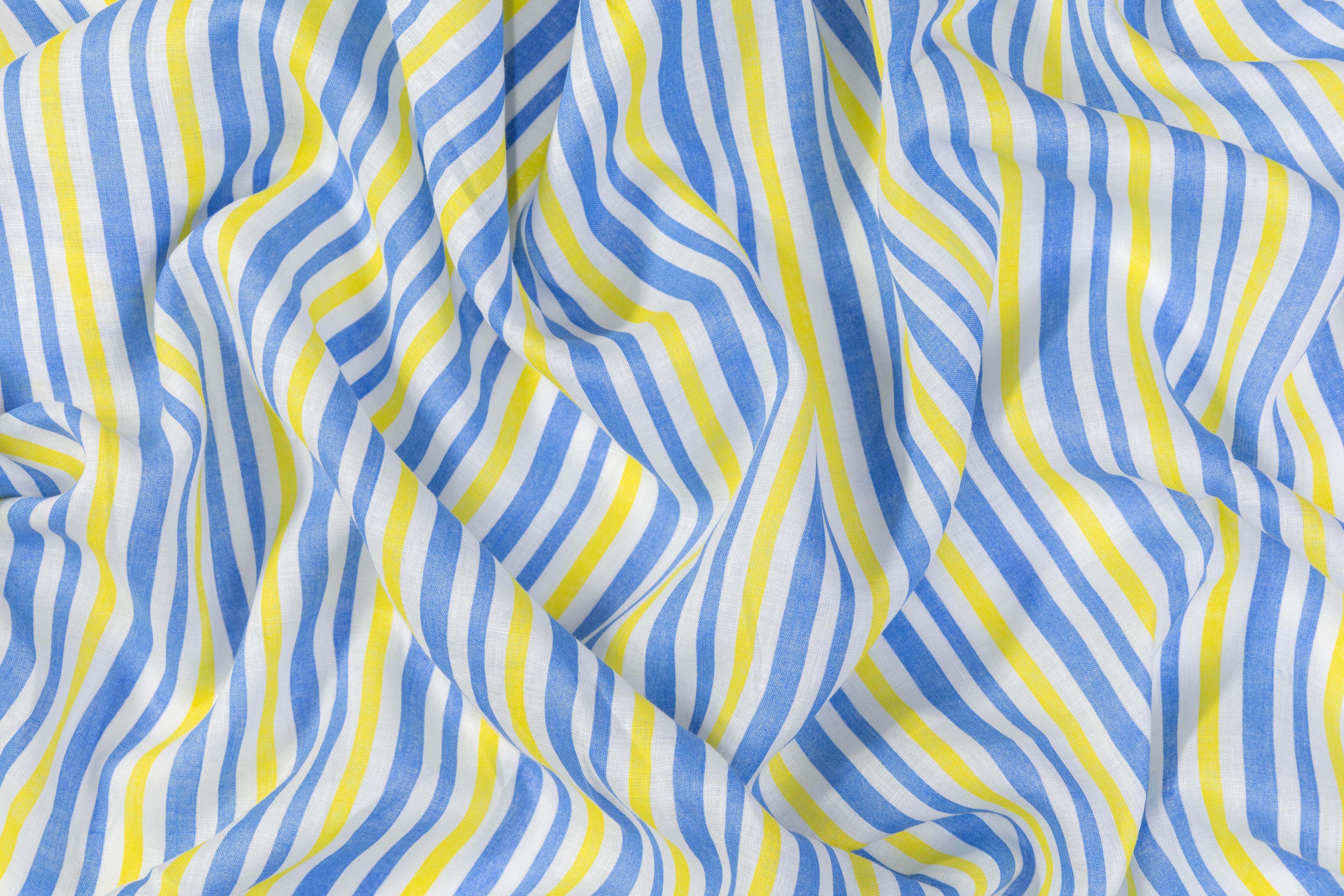 Striped Italian Linen - Blue / Yellow / White