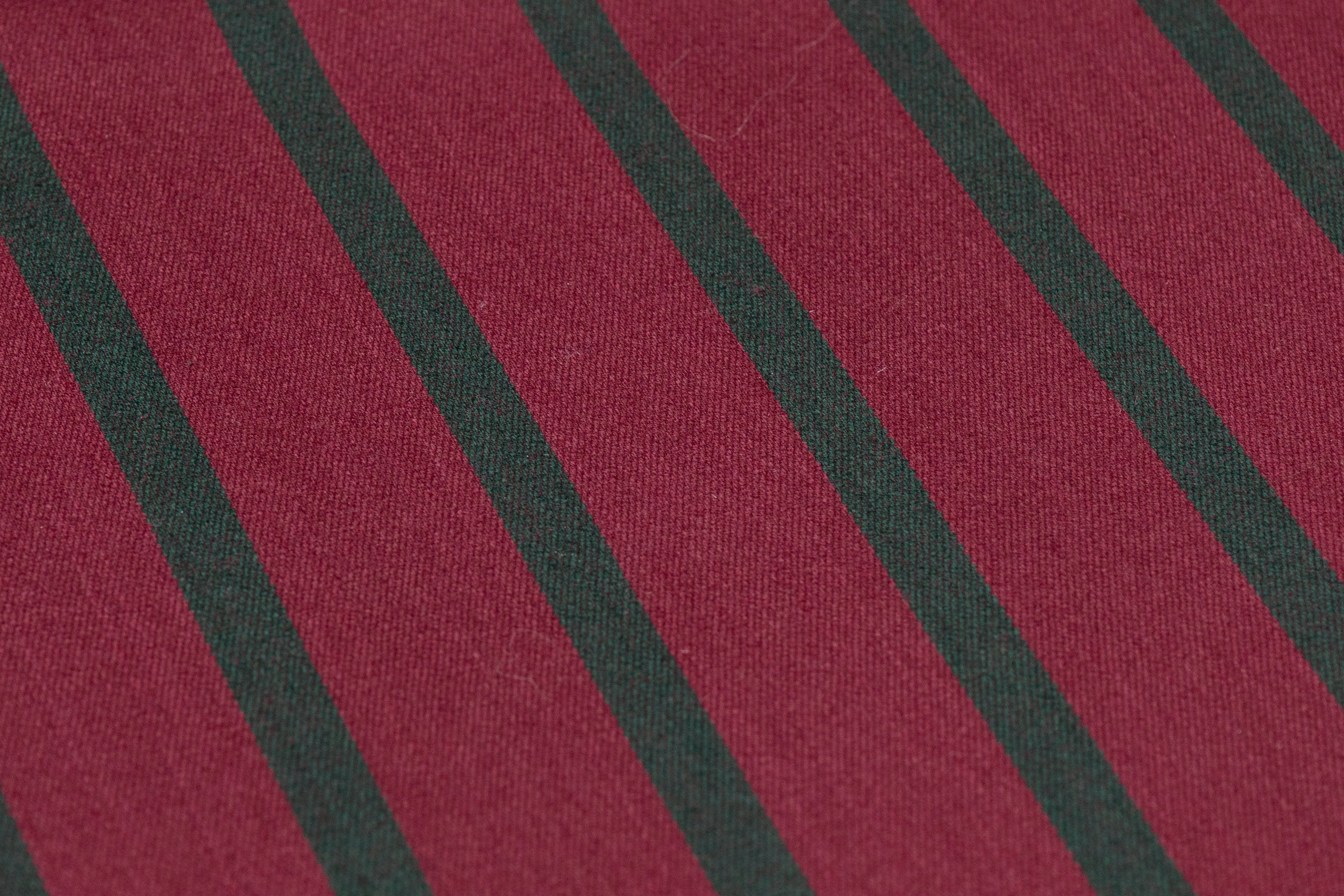 Striped Italian Satin Faille Wool - Burgundy / Green