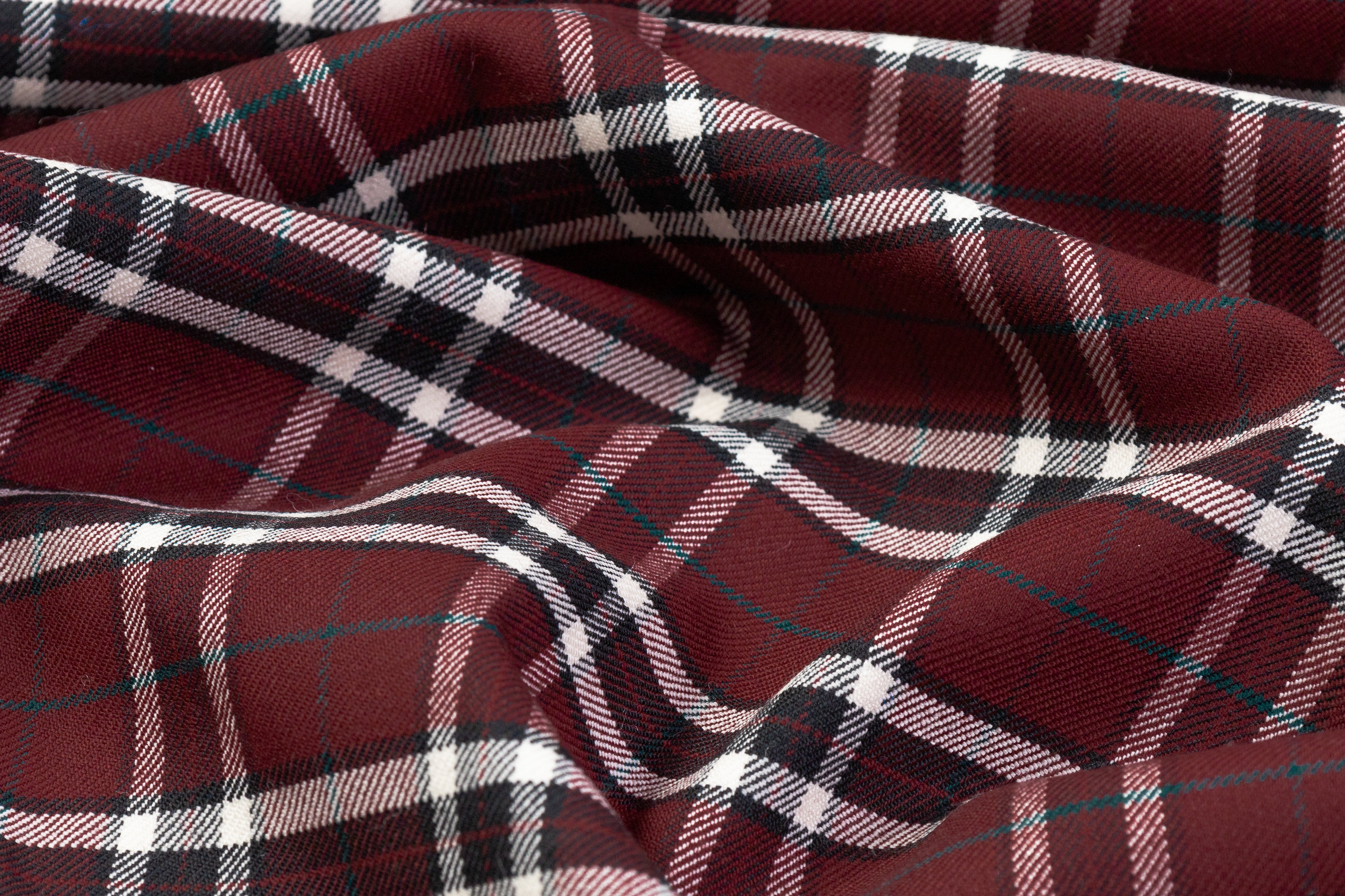 Checked Italian Wool Suiting - Burgundy / Green