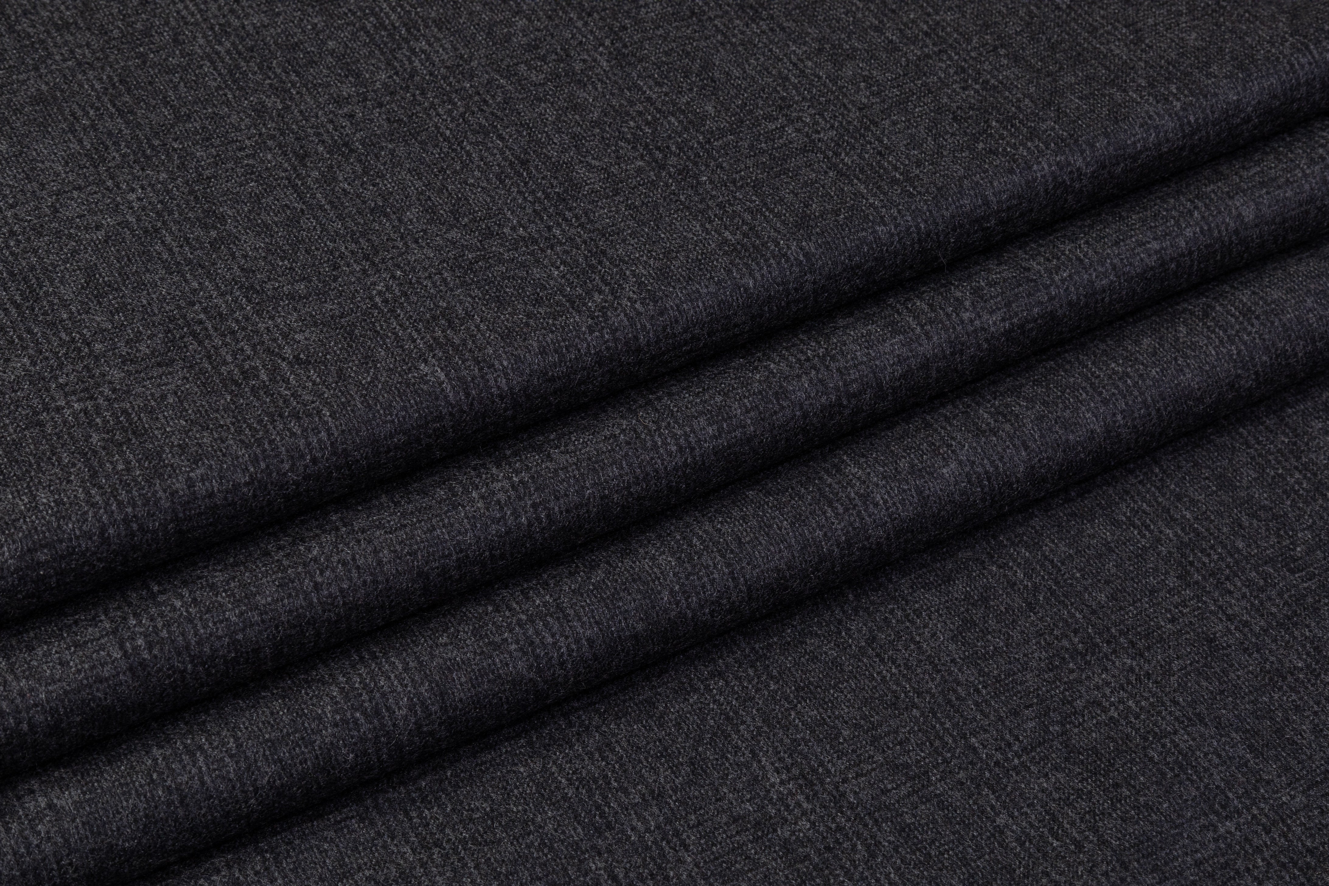 Subtle Checked English Wool Suiting - Charcoal Gray