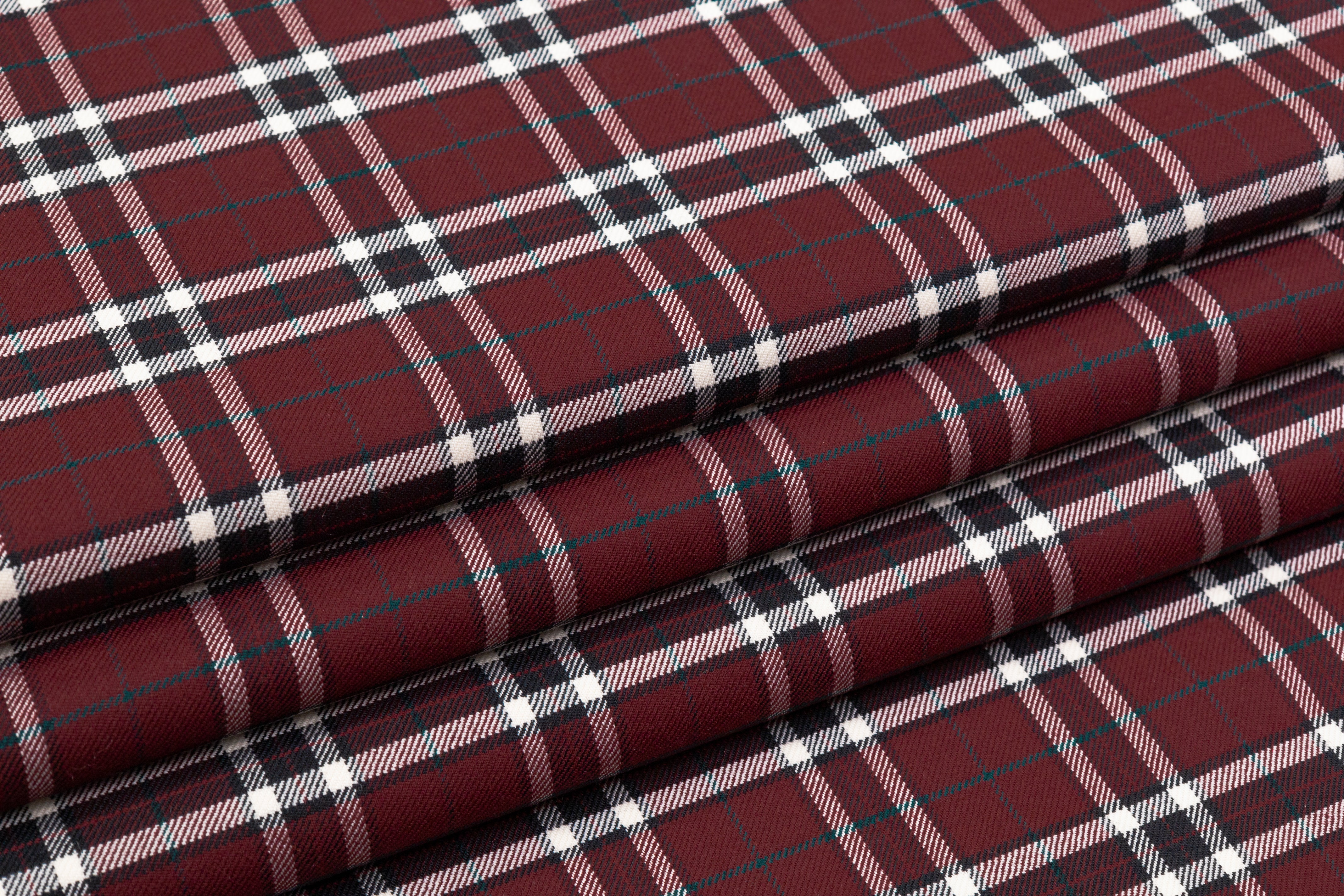 Checked Italian Wool Suiting - Burgundy / Green