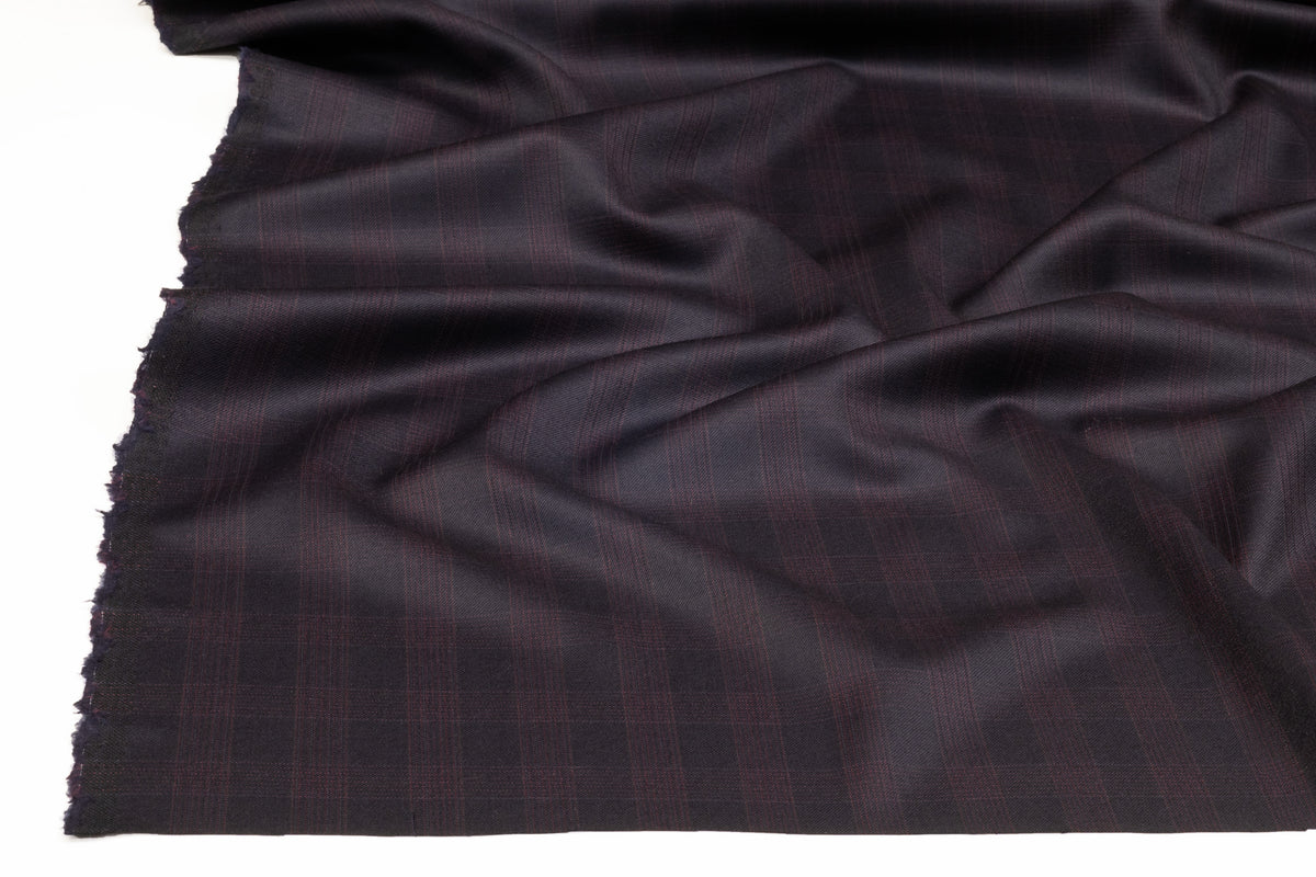 Reda - Checked Italian Wool Suiting - Midnight Navy / Plum