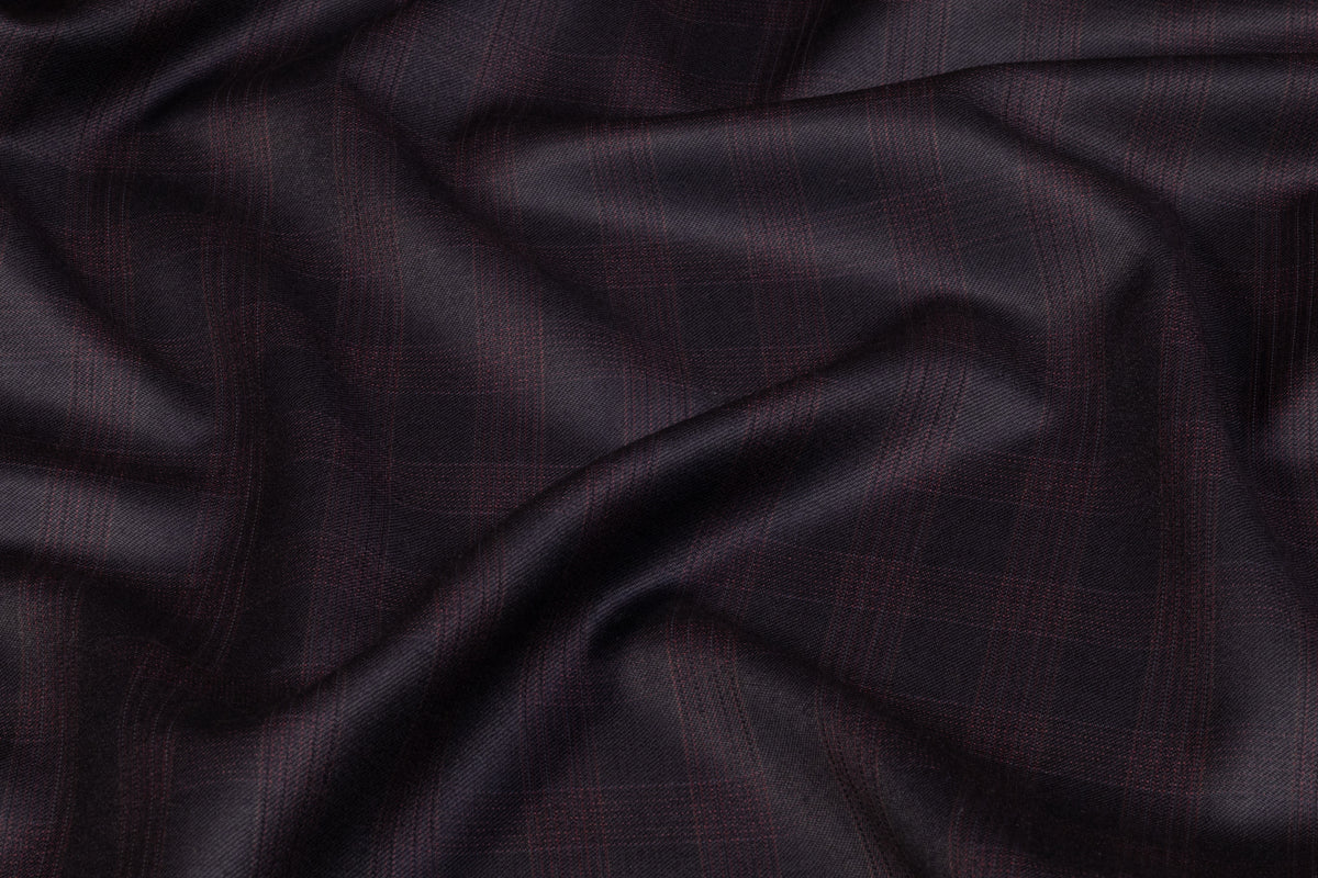 Reda - Checked Italian Wool Suiting - Midnight Navy / Plum