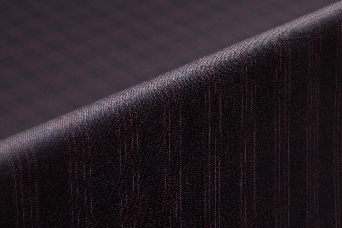 Reda - Checked Italian Wool Suiting - Midnight Navy / Plum
