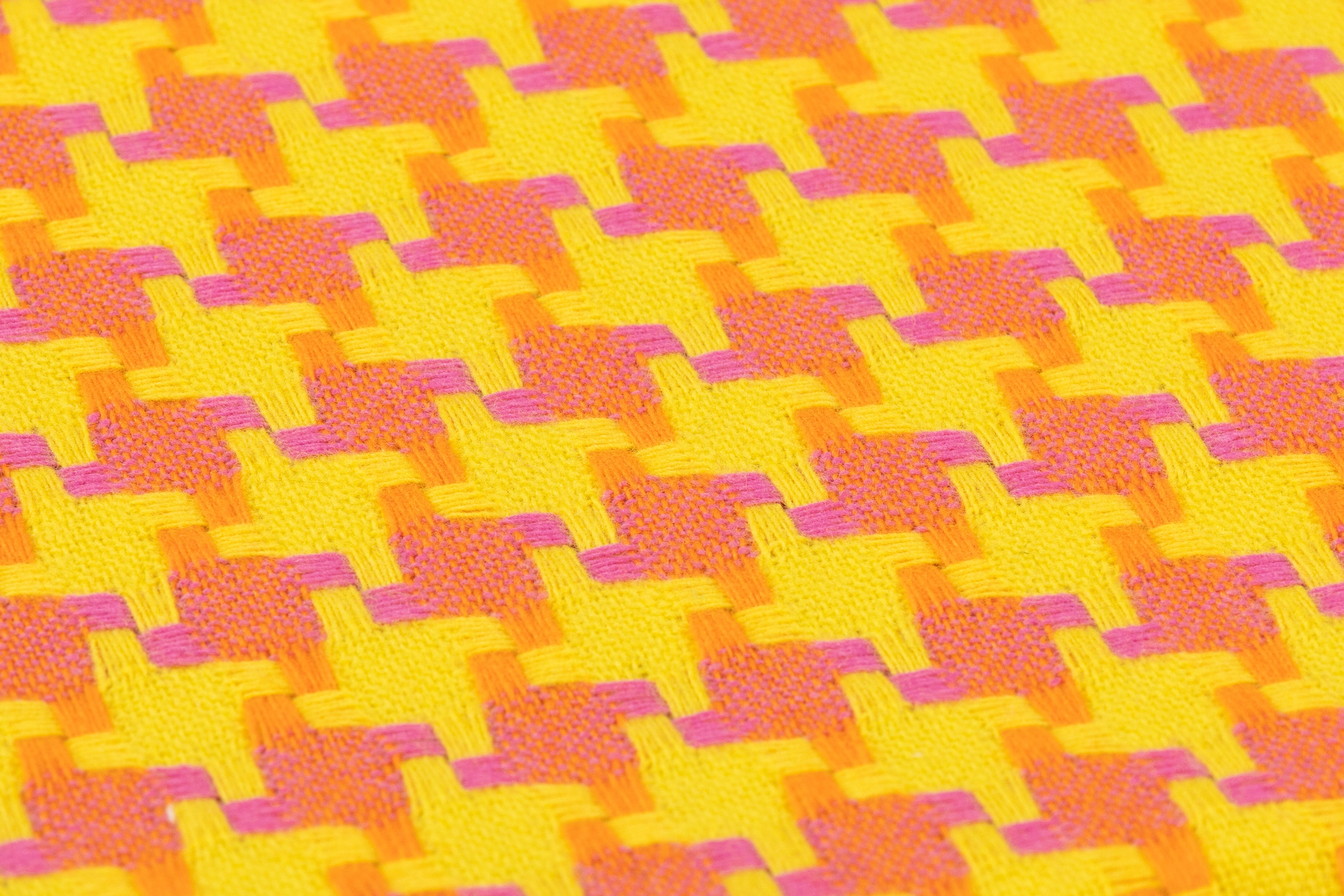 Houndstooth Italian Wool Cotton Tweed - Yellow / Orange / Pink