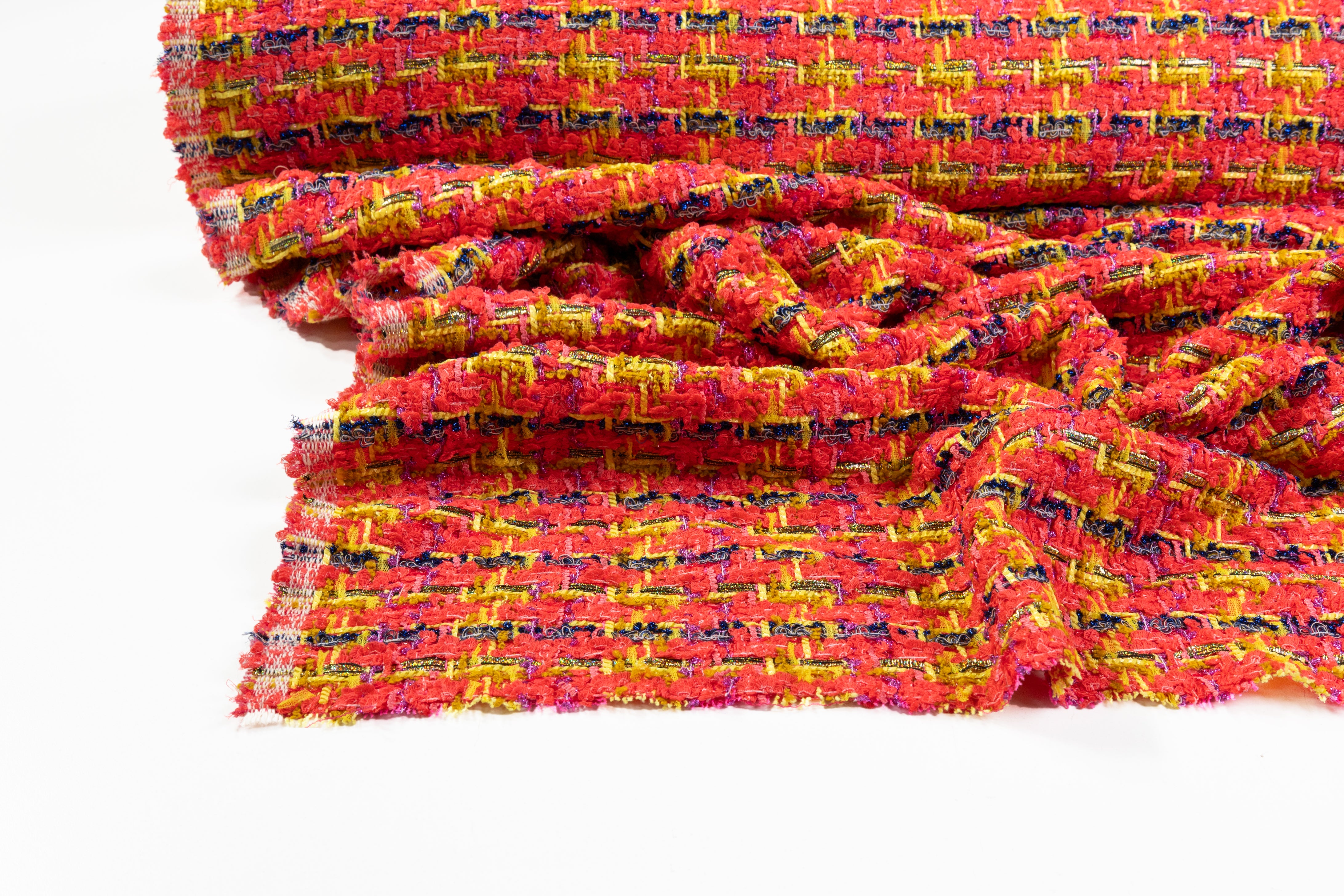 Italian Wool Cotton Metallic Tweed - Pink / Yellow / Blue / Gold