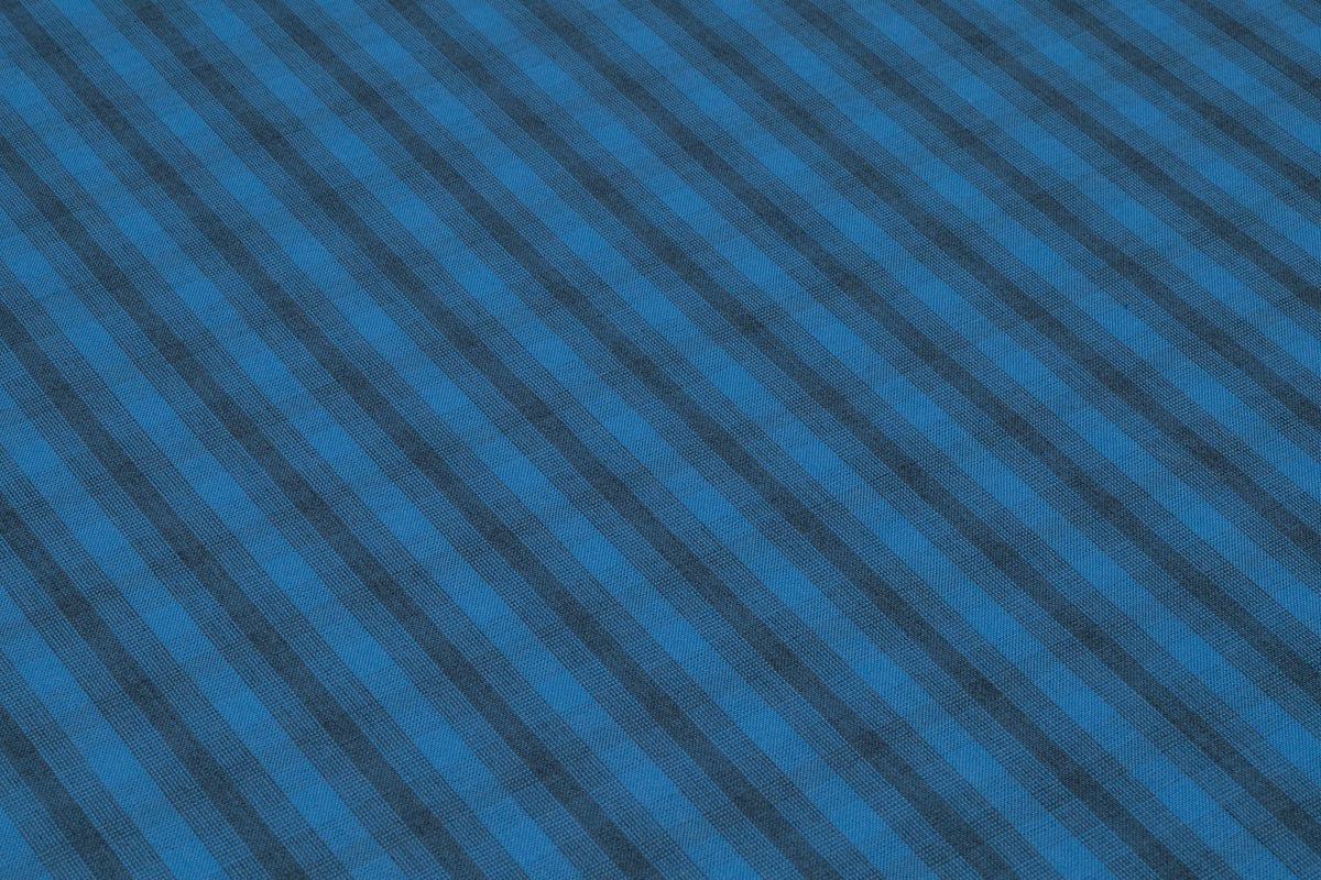 Striped Italian Wool Nylon Suiting - Blue