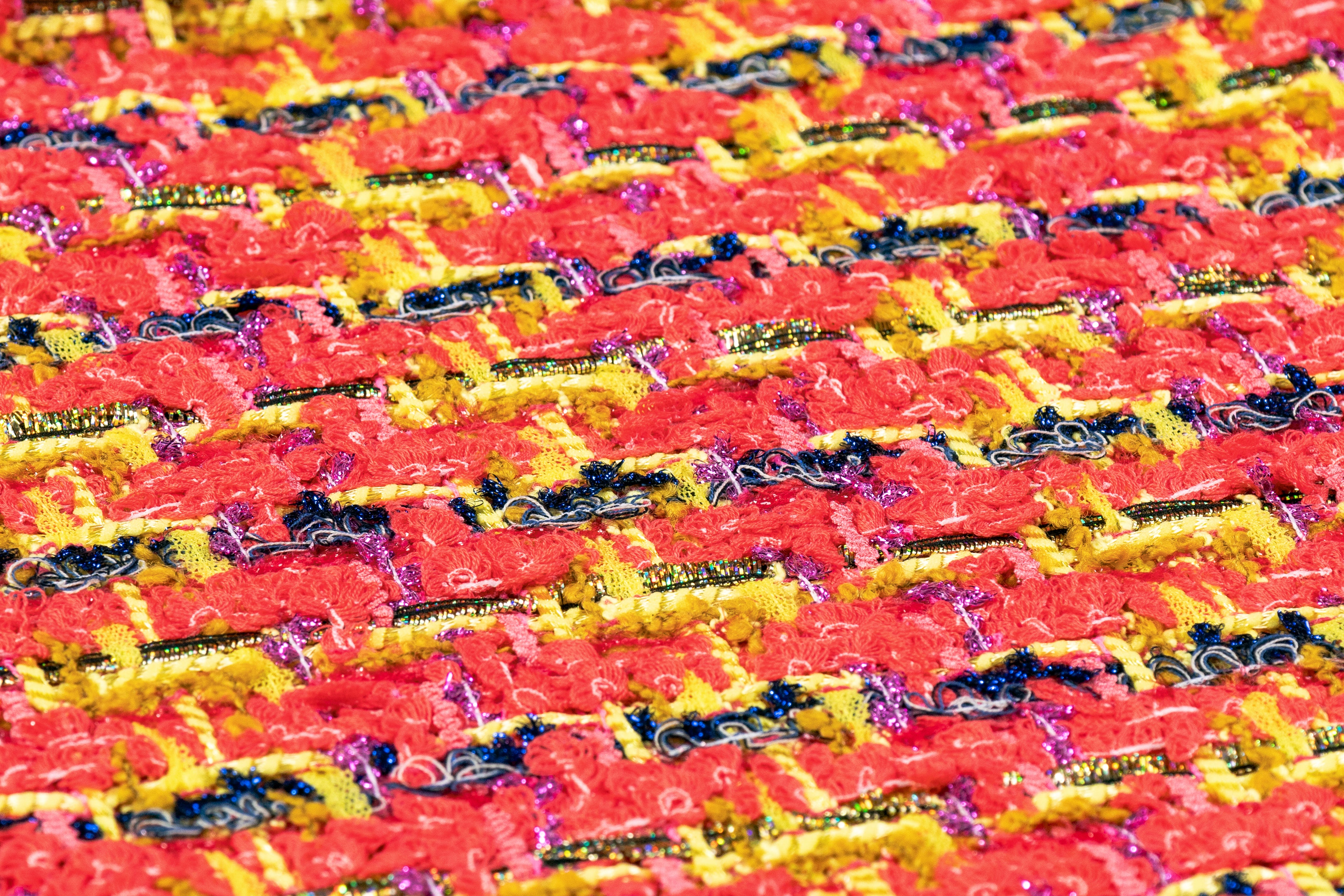 Italian Wool Cotton Metallic Tweed - Pink / Yellow / Blue / Gold