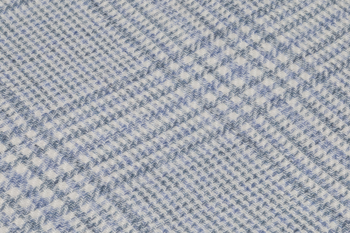 Plaid Italian Silk Linen Wool Suiting - Blue