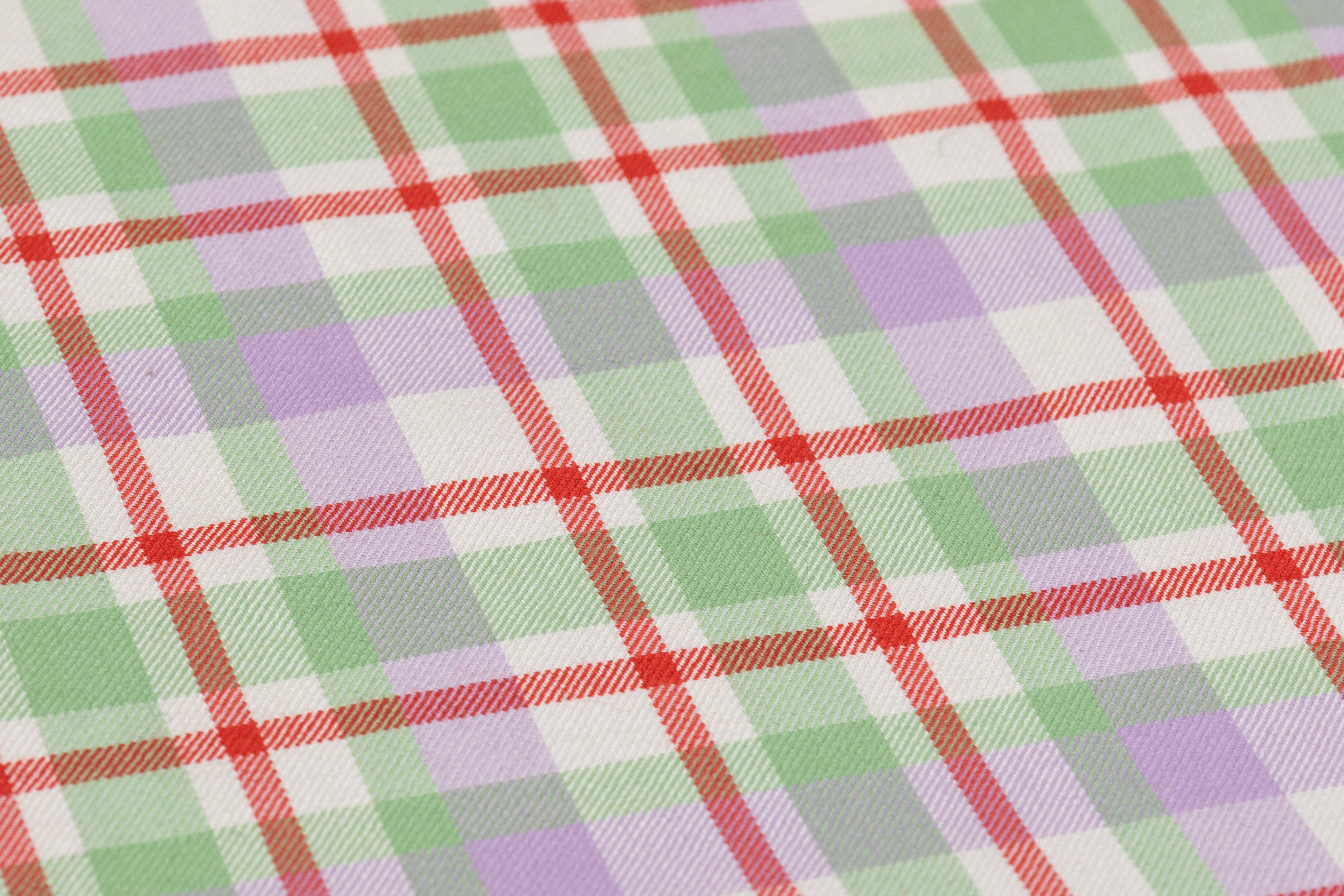 Checked Italian Silk and Wool Suiting - Green / Purple / Red