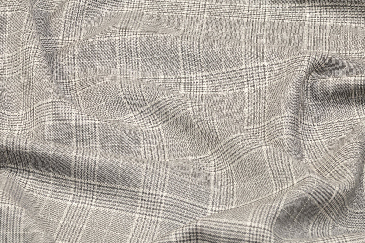 Guabello - Checked Italian Super 150s Wool Suiting - Gray