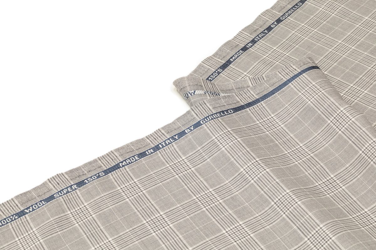 Guabello - Checked Italian Super 150s Wool Suiting - Gray