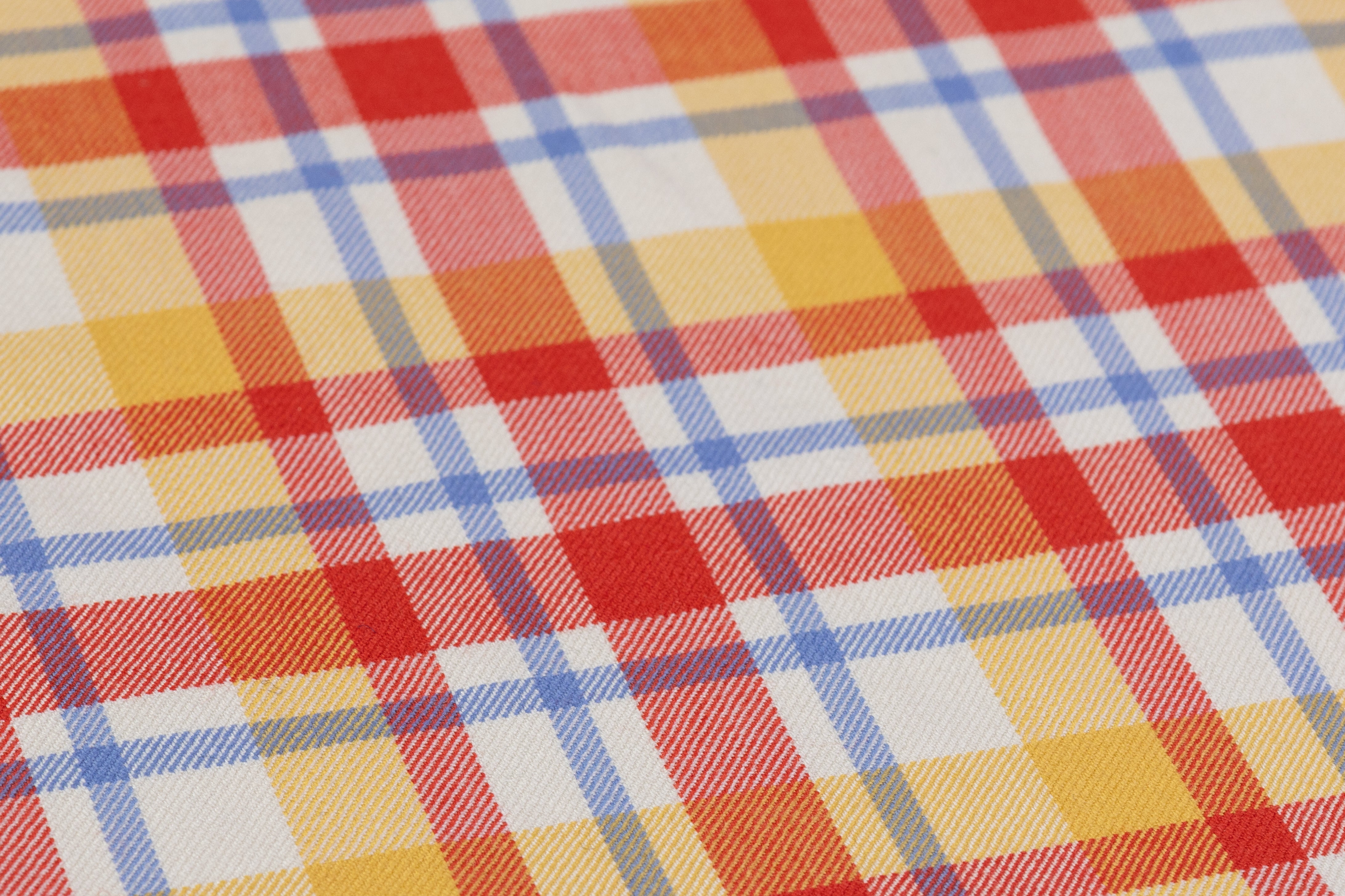 Checked Italian Silk and Wool Suiting - Red / Yellow / Blue