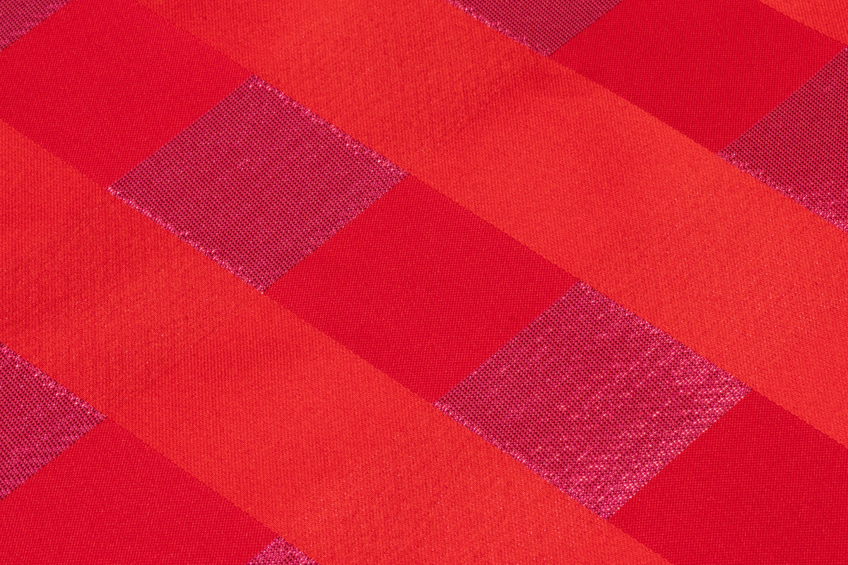 Metallic Checked Satin Jacquard - Red / Pink