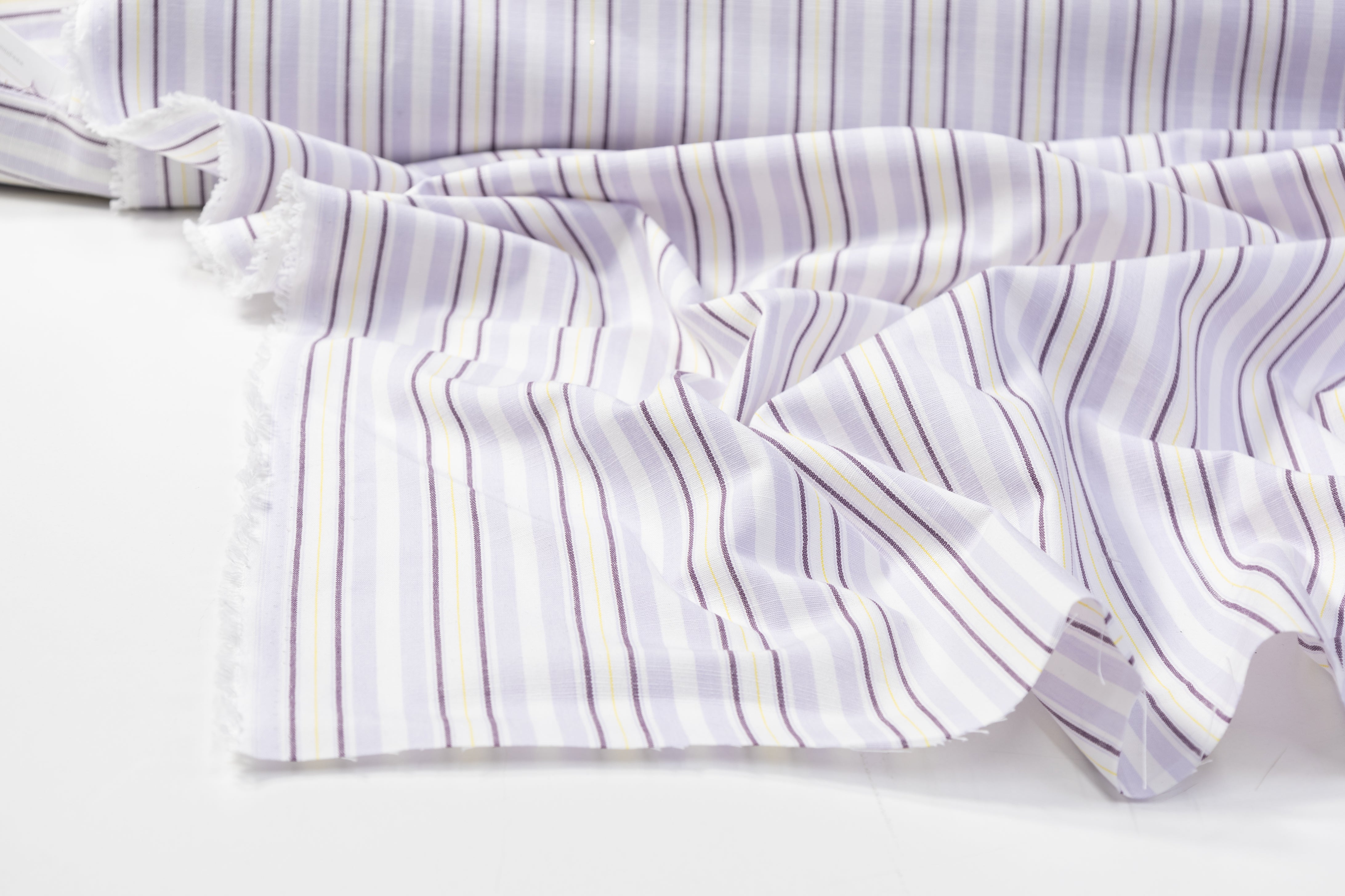 Striped Italian Linen - Lilac / Yellow / White