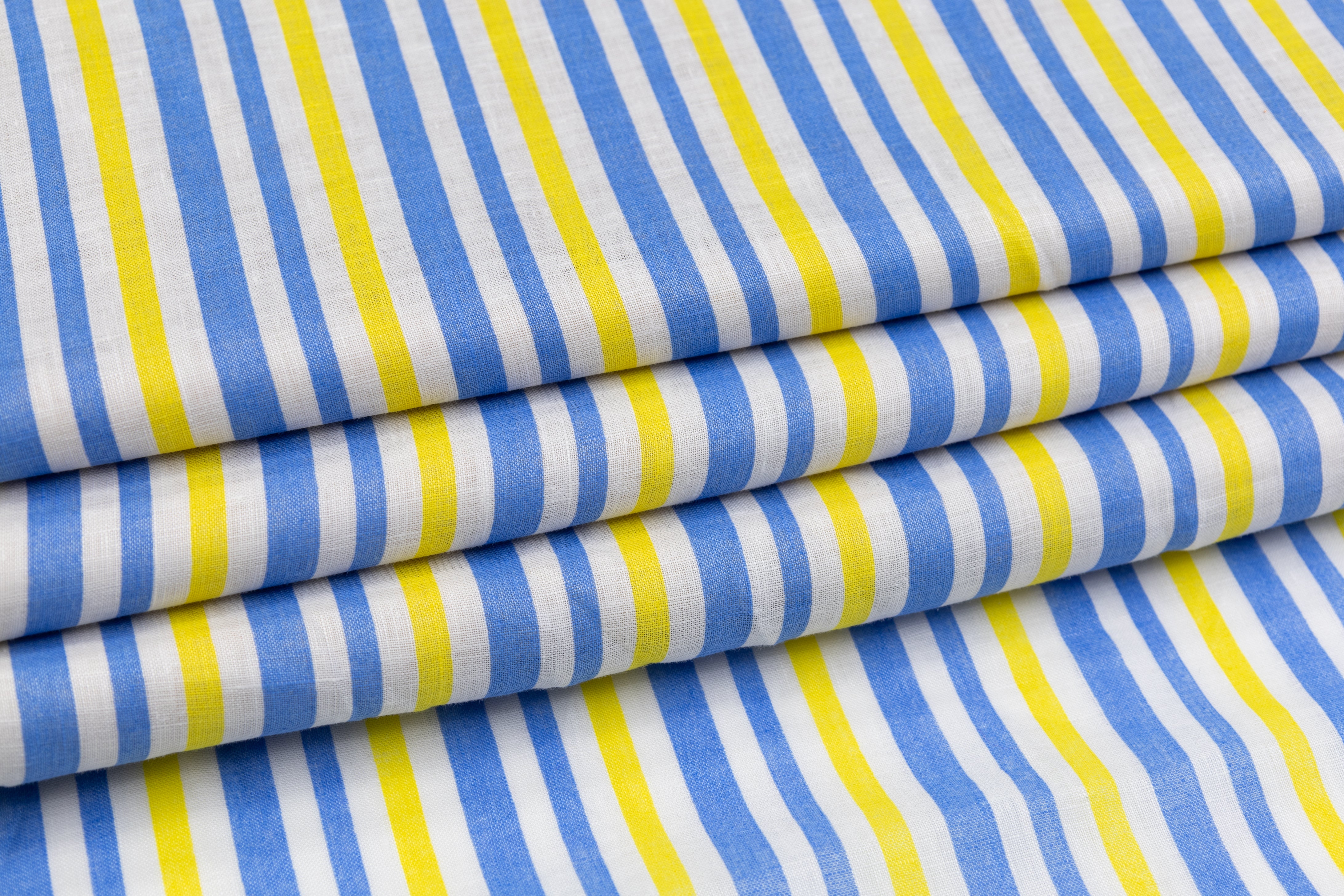 Striped Italian Linen - Blue / Yellow / White