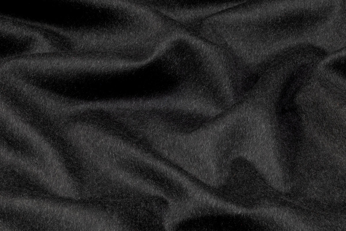 Double Faced Italian Cashmere Wool Coating - Cool Gray / Black Charcoal