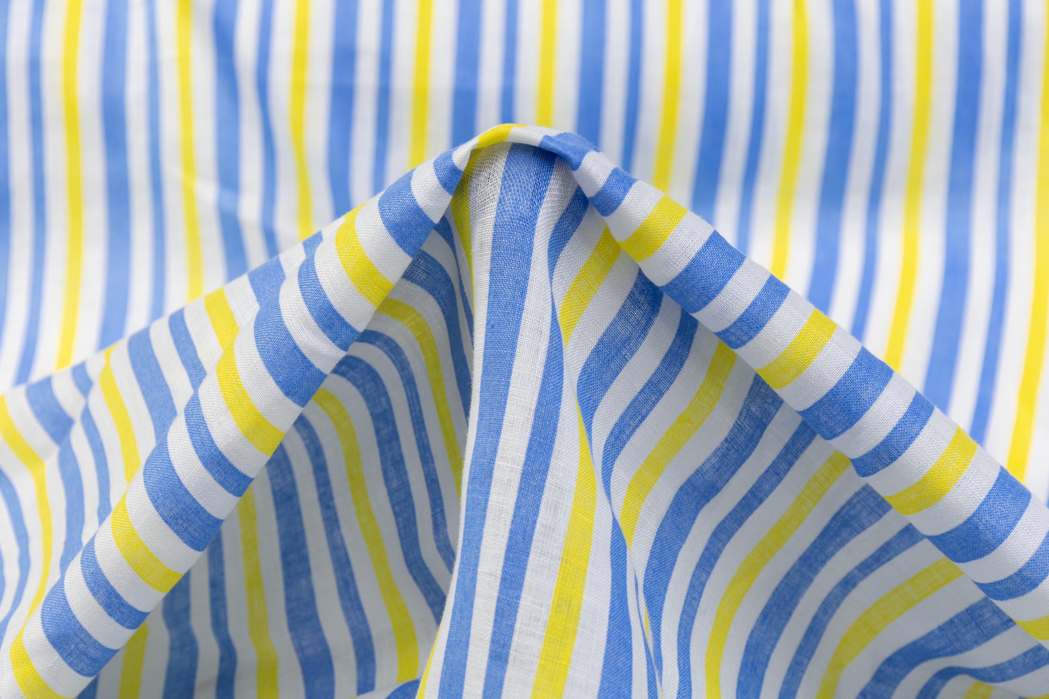 Striped Italian Linen - Blue / Yellow / White