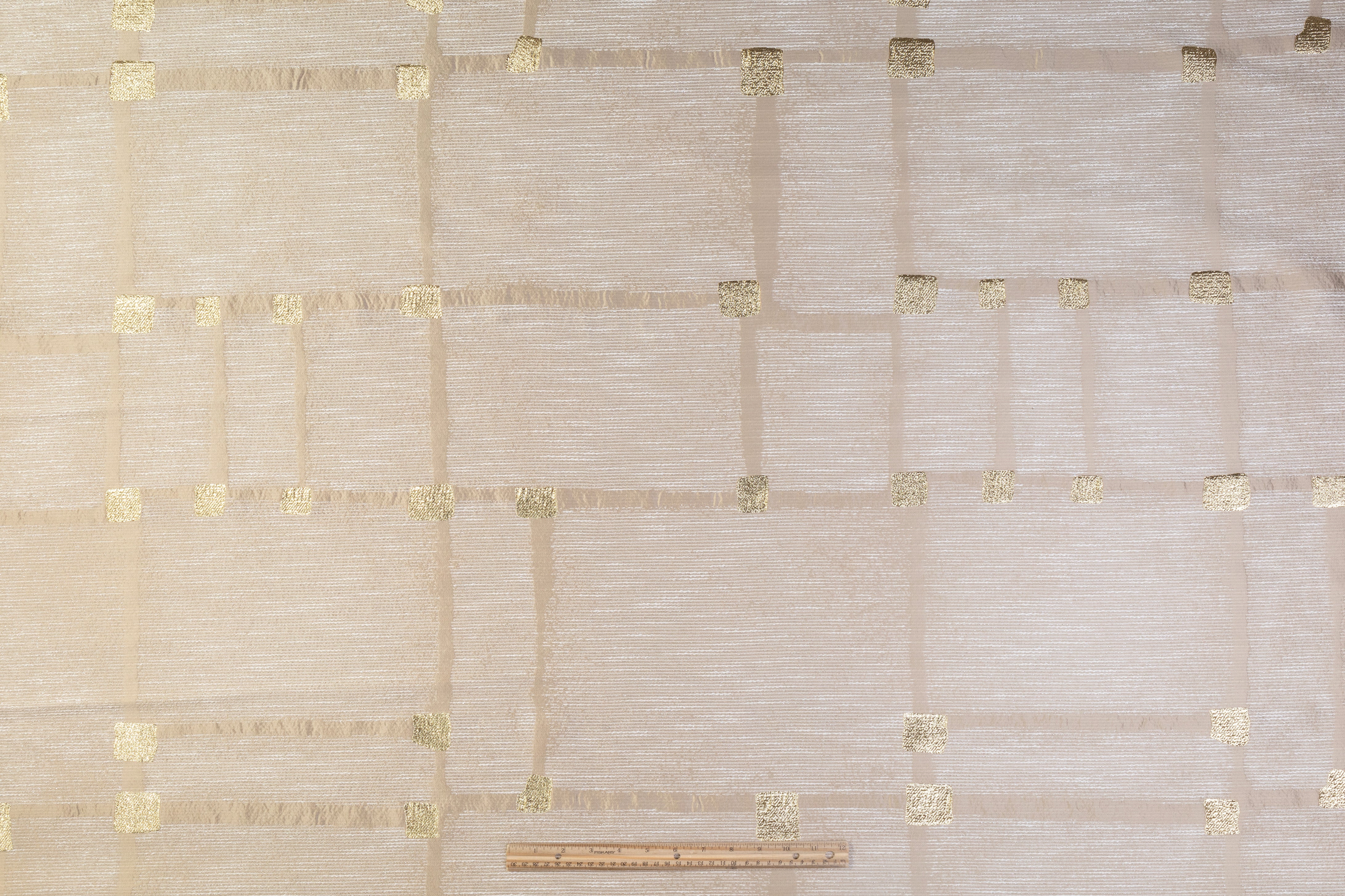 Geometric Metallic Italian Brocade - Beige / Gold