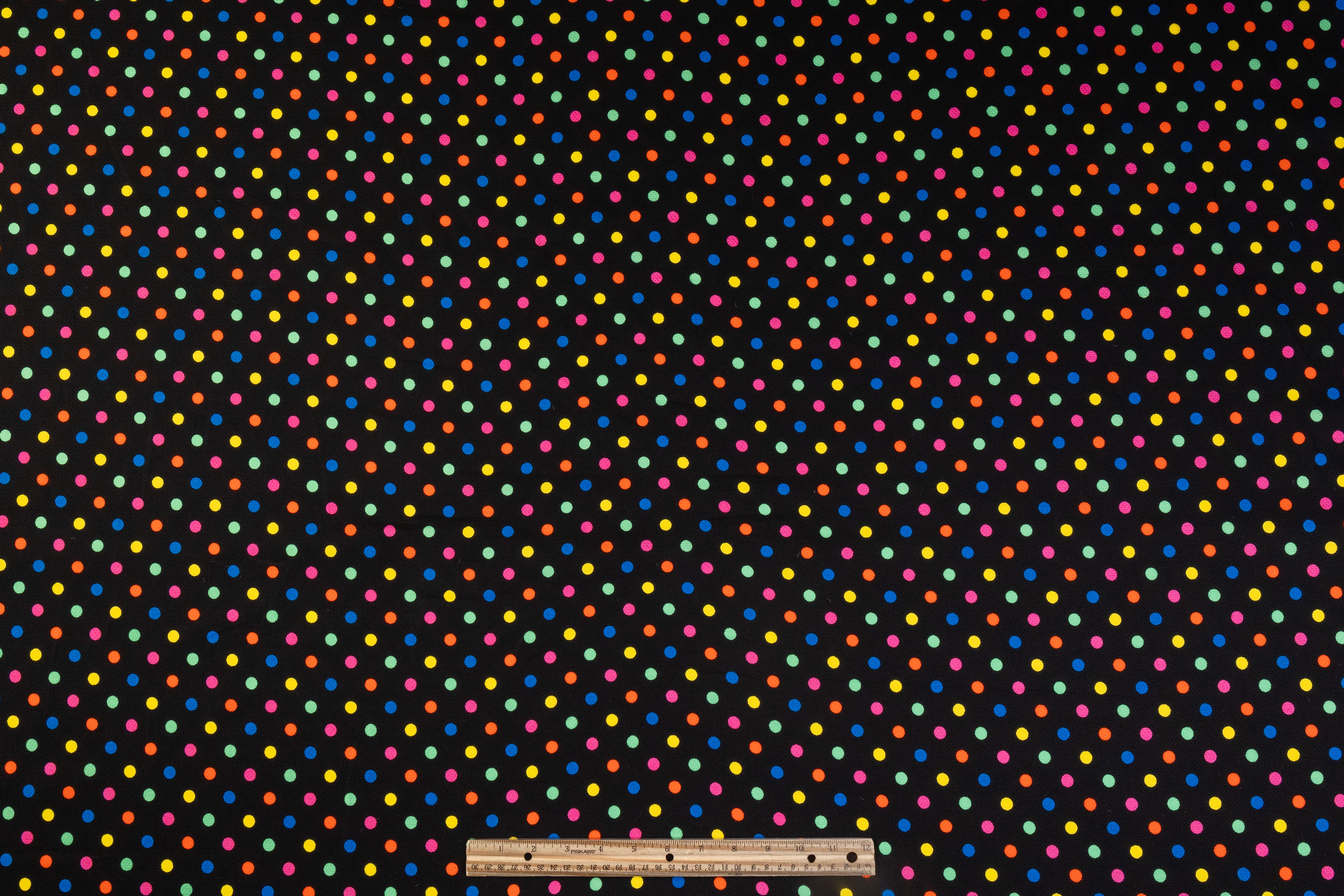 Polka Dot Italian Cotton Piqué - Black / Multicolor