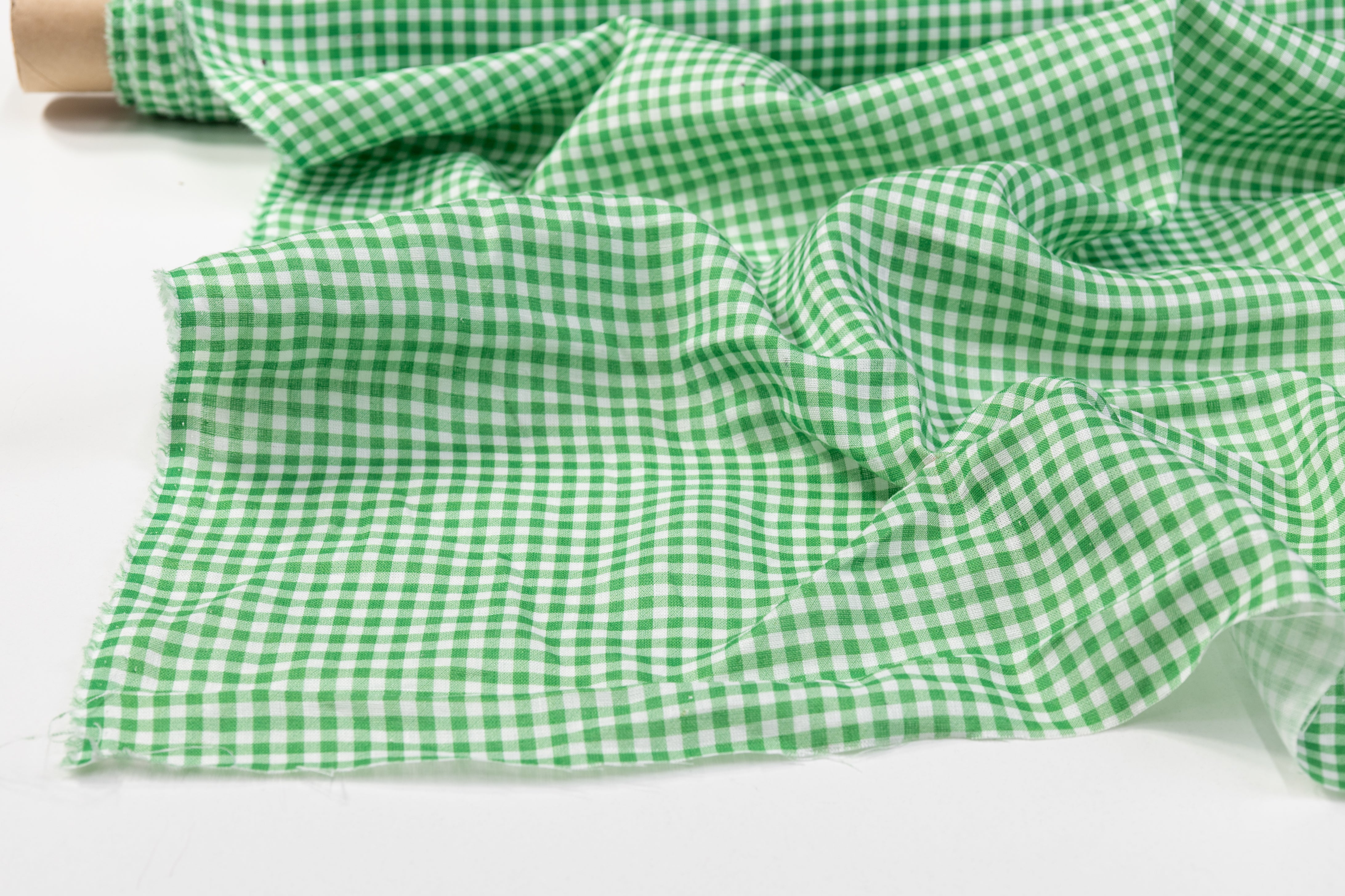 Gingham Check Italian Linen - Green