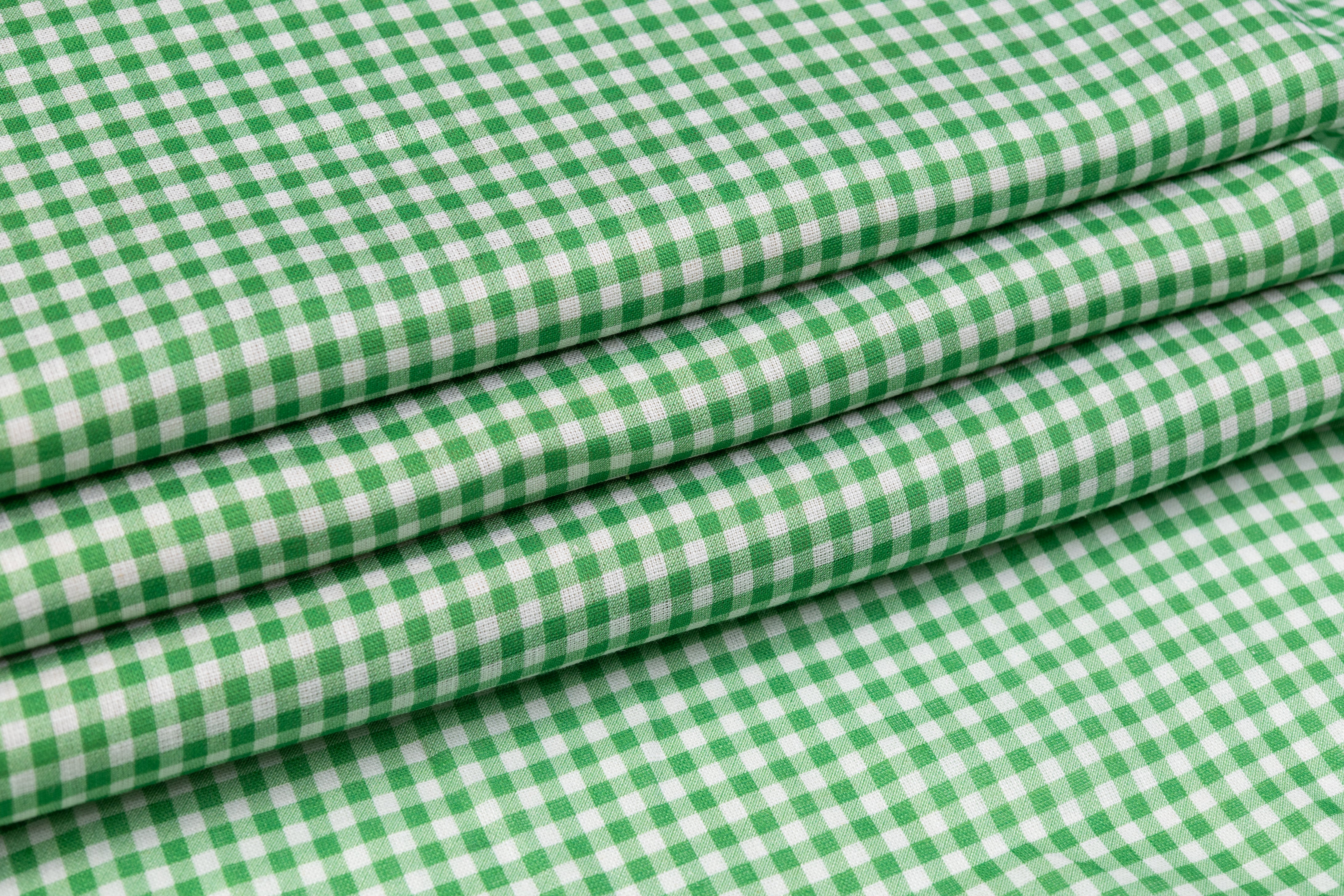 Gingham Check Italian Linen - Green