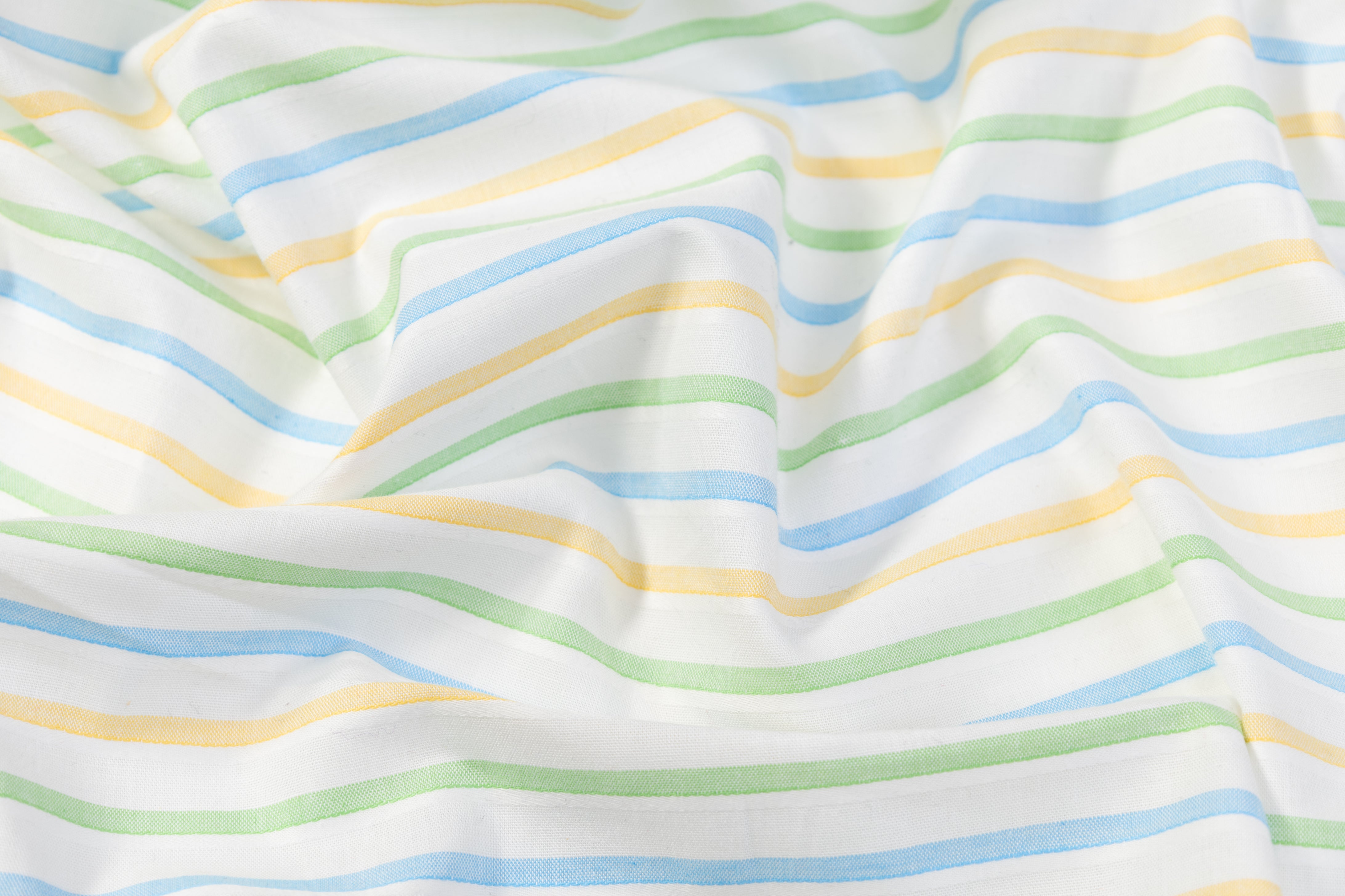 Striped Italian Cotton Linen Blend - Blue / Green / Yellow